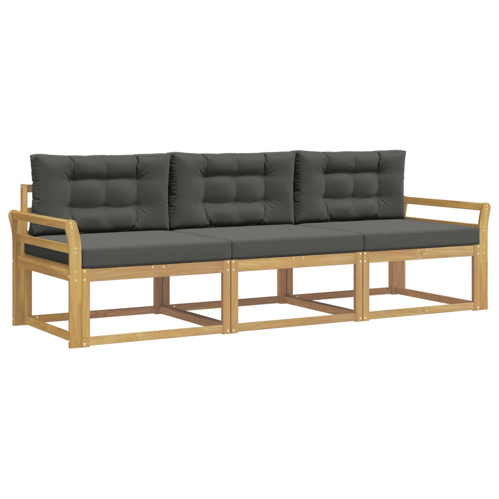 vidaXL Outdoor-Sofagarnitur 3 pcs Weiß und Anthrazit Polyester