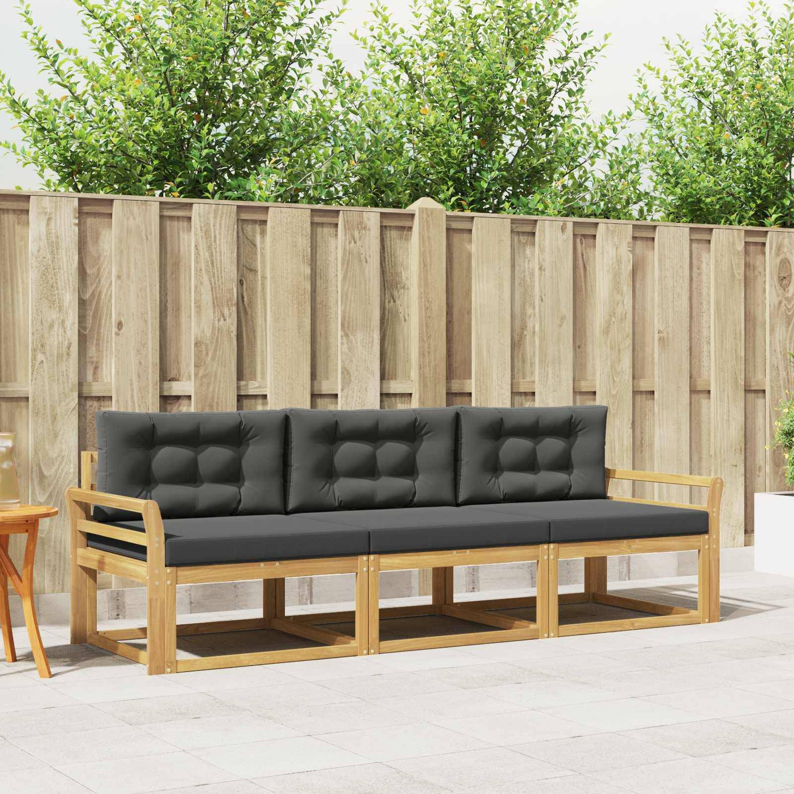 vidaXL Outdoor-Sofagarnitur 3 pcs Weiß und Anthrazit Polyester