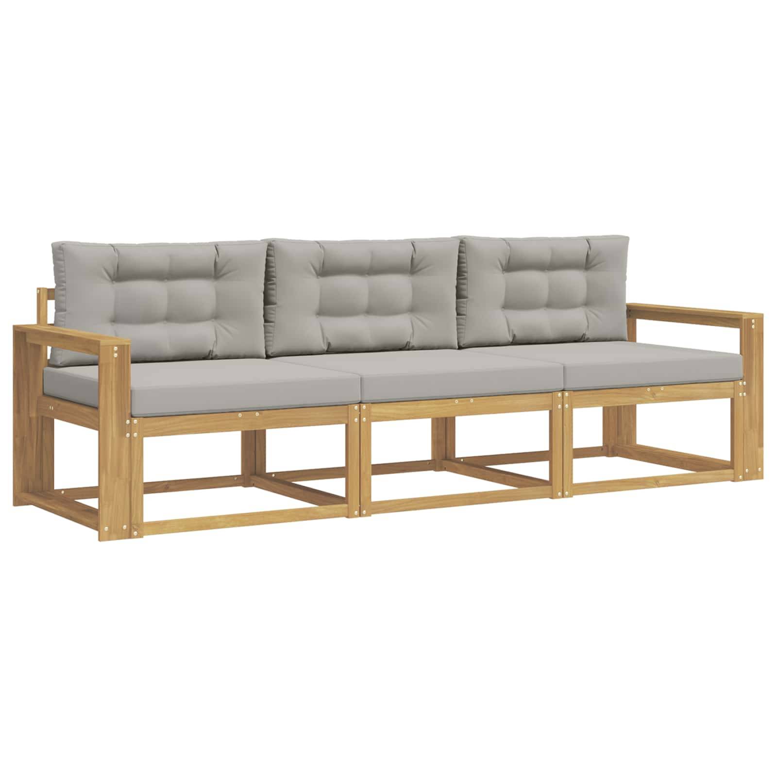 vidaXL Outdoor-Sofagarnitur 3 pcs Weiß und Hellgrau Polyester