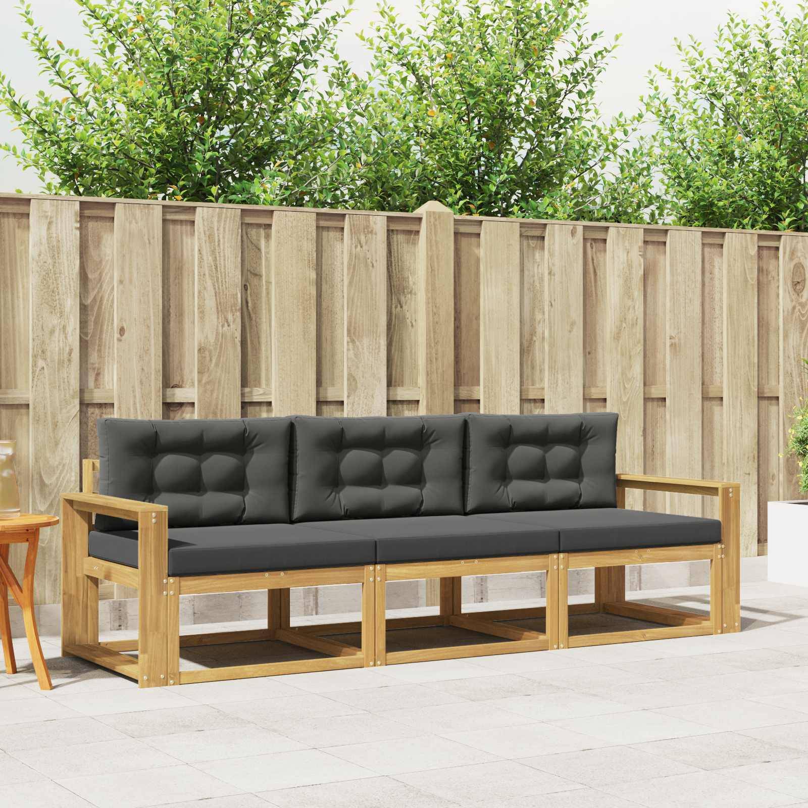 vidaXL Outdoor-Sofagarnitur 3 pcs Weiß und Anthrazit Polyester