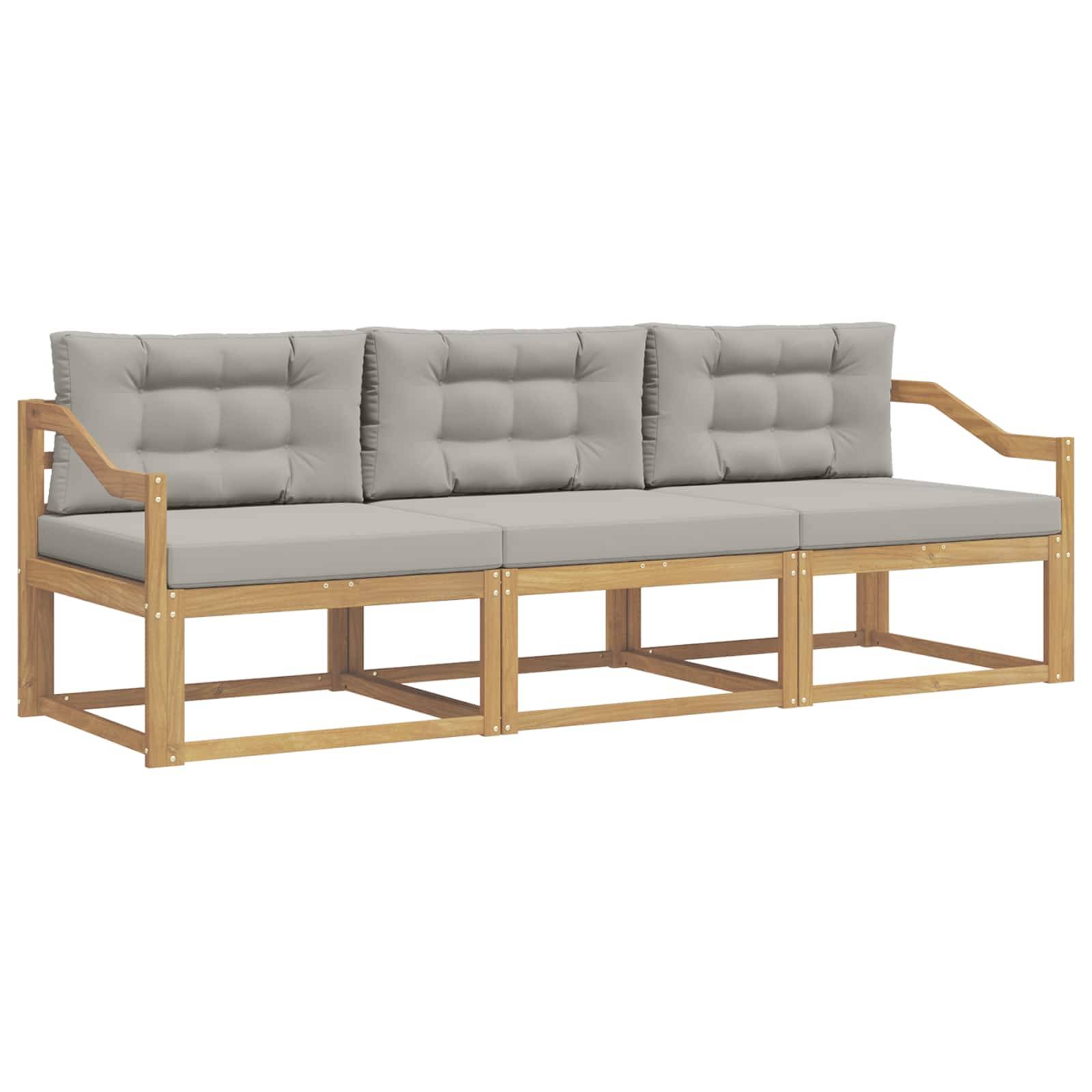 vidaXL Outdoor-Sofagarnitur 3 pcs Weiß und Hellgrau Polyester