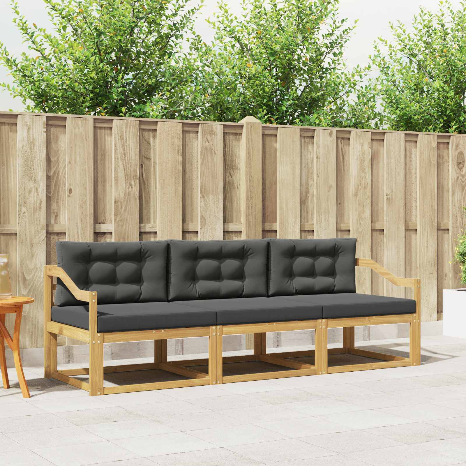 vidaXL Outdoor-Sofagarnitur 3 pcs Weiß und Anthrazit Polyester