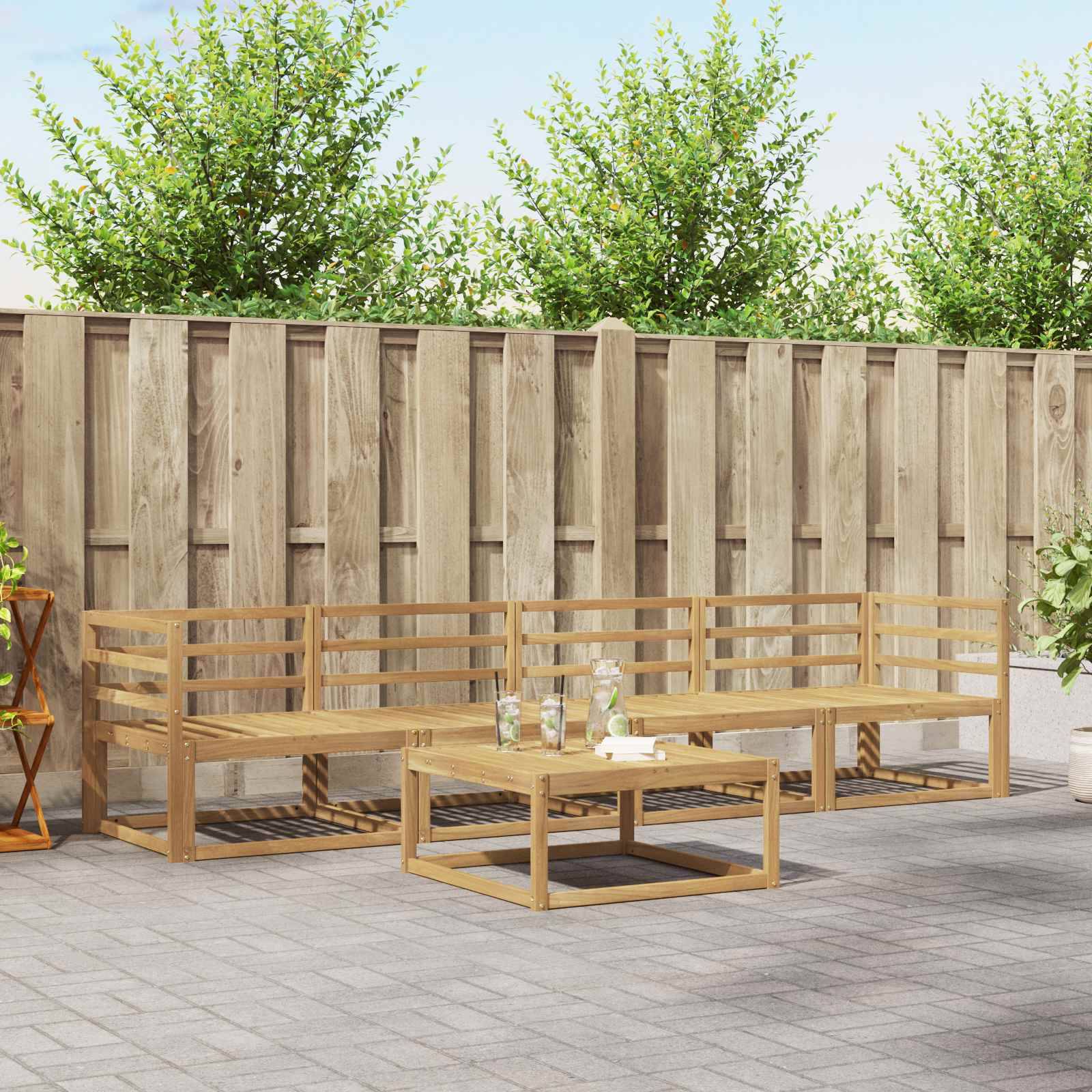 vidaXL Outdoor-Sofagarnitur 5 pcs Weiß 79 x 79 x 37 cm