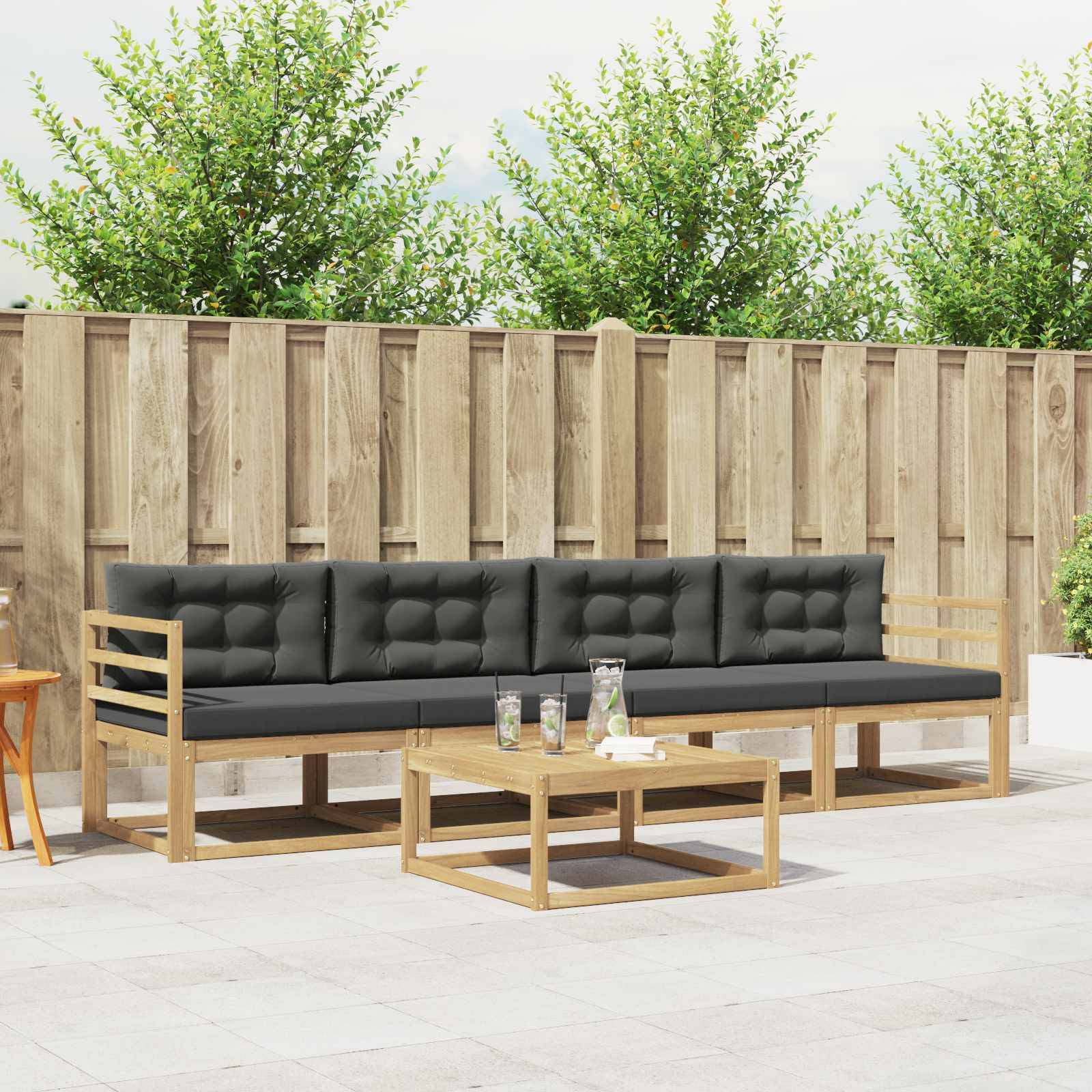 vidaXL Outdoor-Sofagarnitur mit Kissen 4 pcs Weiß und Anthrazit