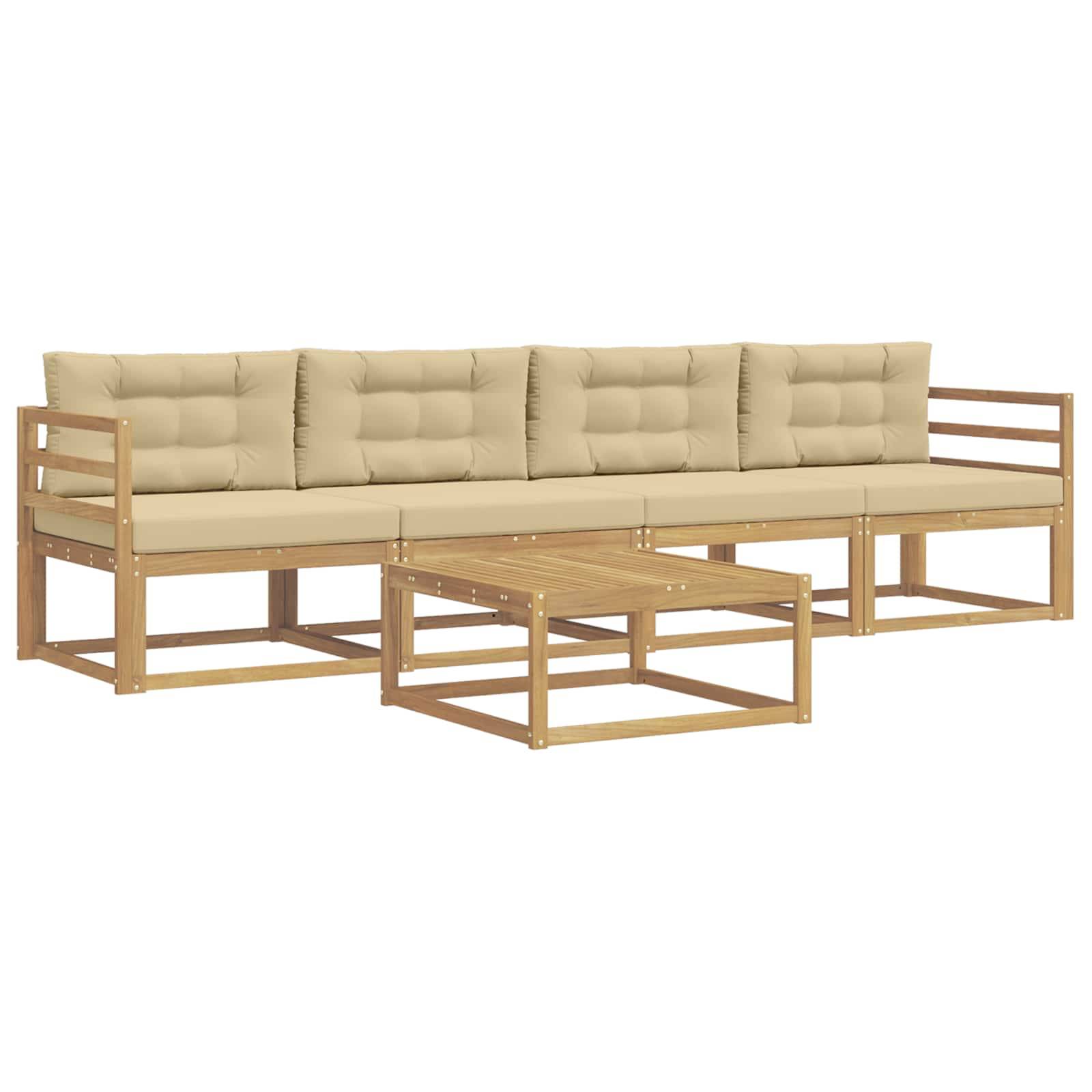 vidaXL Outdoor-Sofagarnitur mit Kissen 4 pcs Weiß und Beige