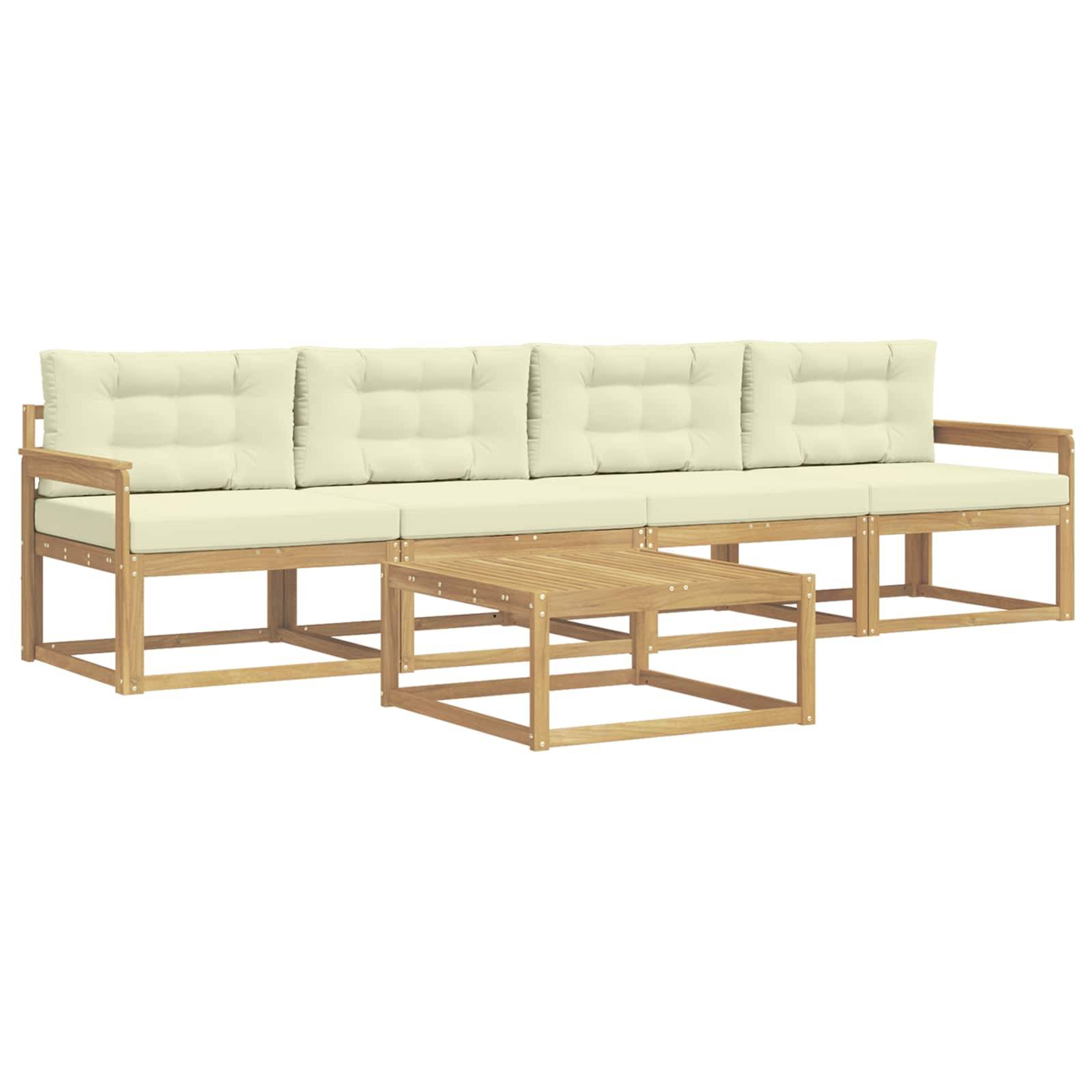 vidaXL Outdoor-Sofagarnitur mit Kissen 4 pcs Weiß und Creme