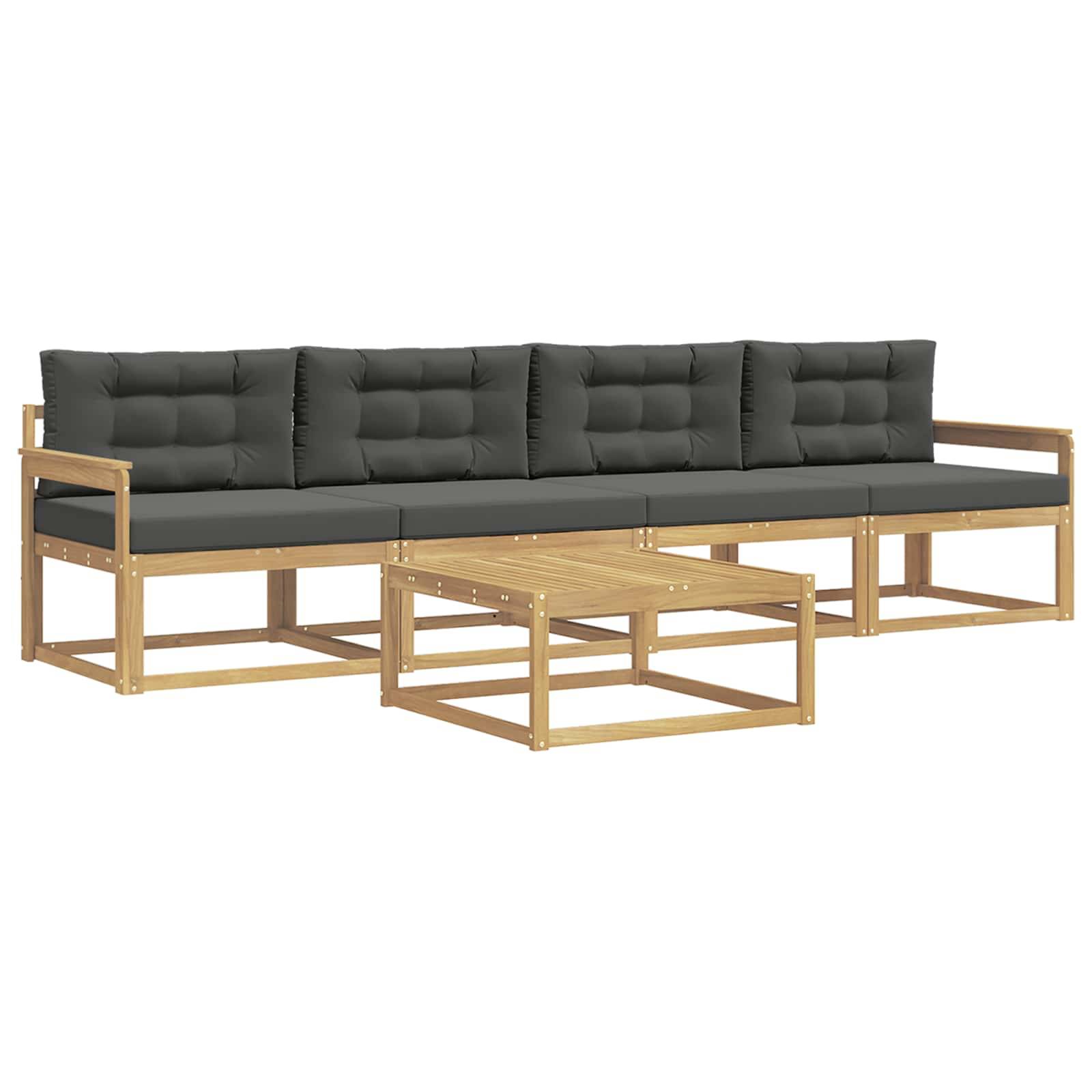 vidaXL Outdoor-Sofagarnitur mit Kissen 4 pcs Weiß und Anthrazit