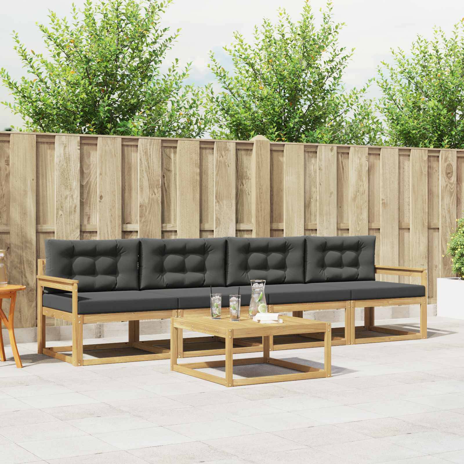 vidaXL Outdoor-Sofagarnitur mit Kissen 4 pcs Weiß und Anthrazit