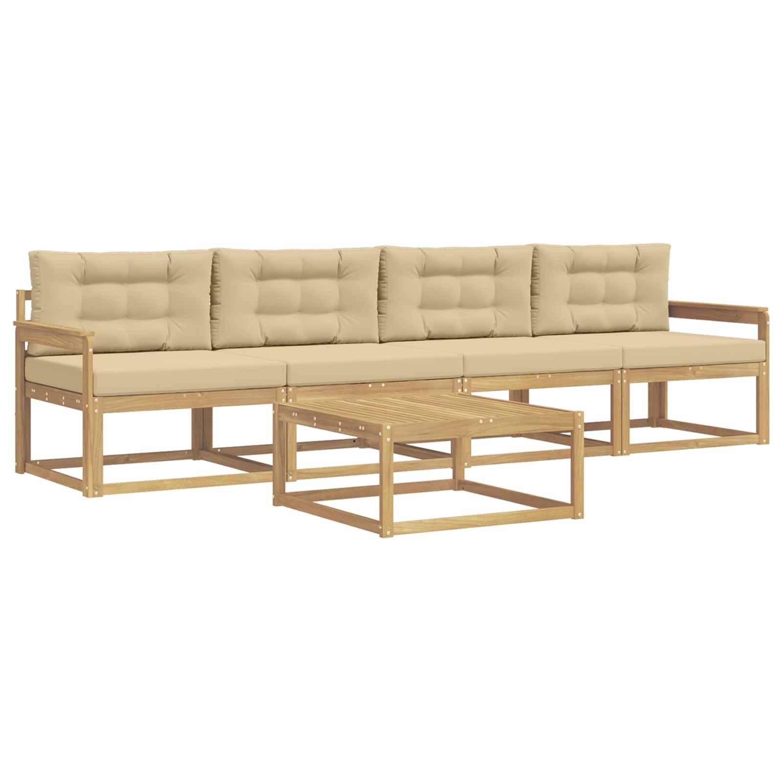 vidaXL Outdoor-Sofagarnitur mit Kissen 4 pcs Weiß und Beige