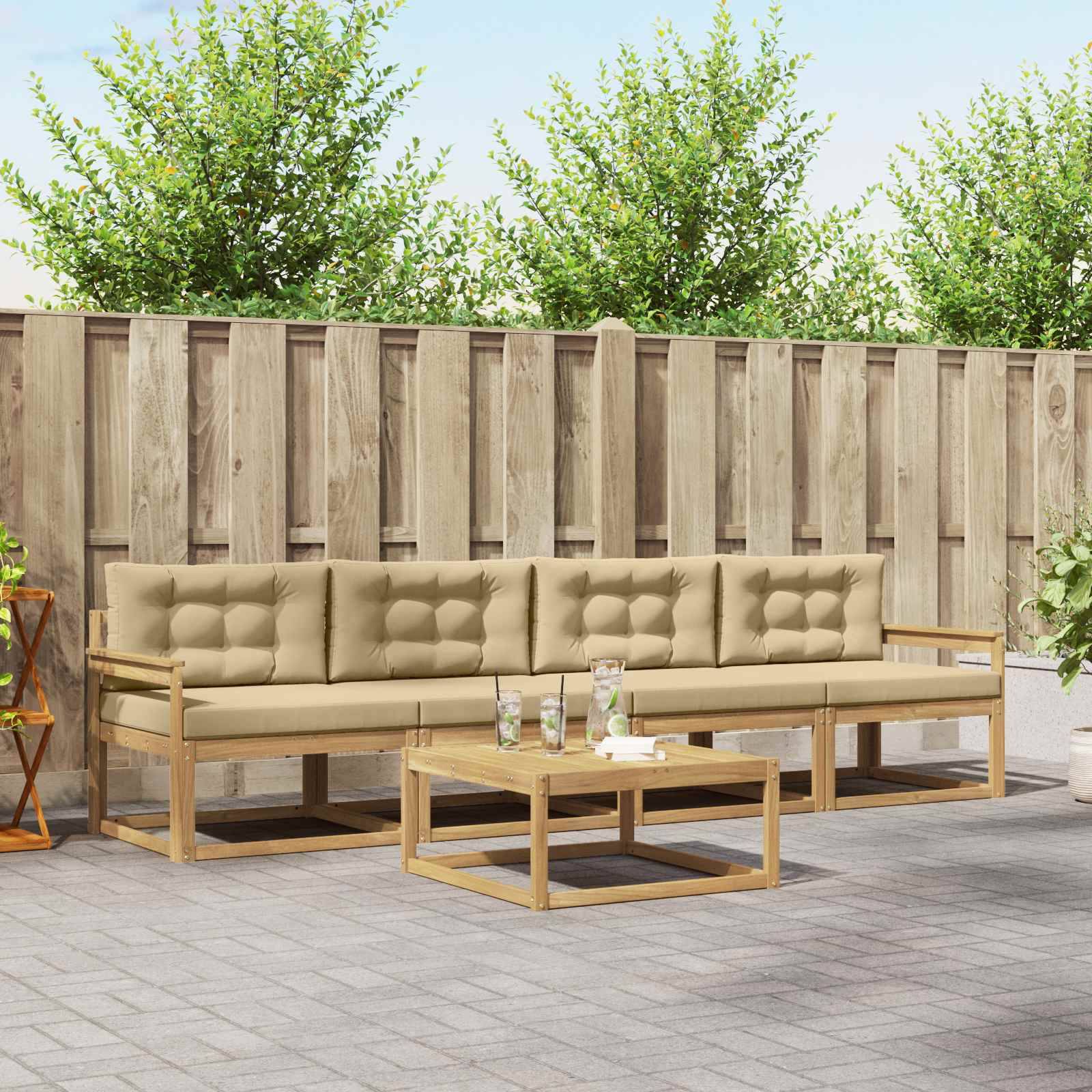 vidaXL Outdoor-Sofagarnitur mit Kissen 4 pcs Weiß und Beige