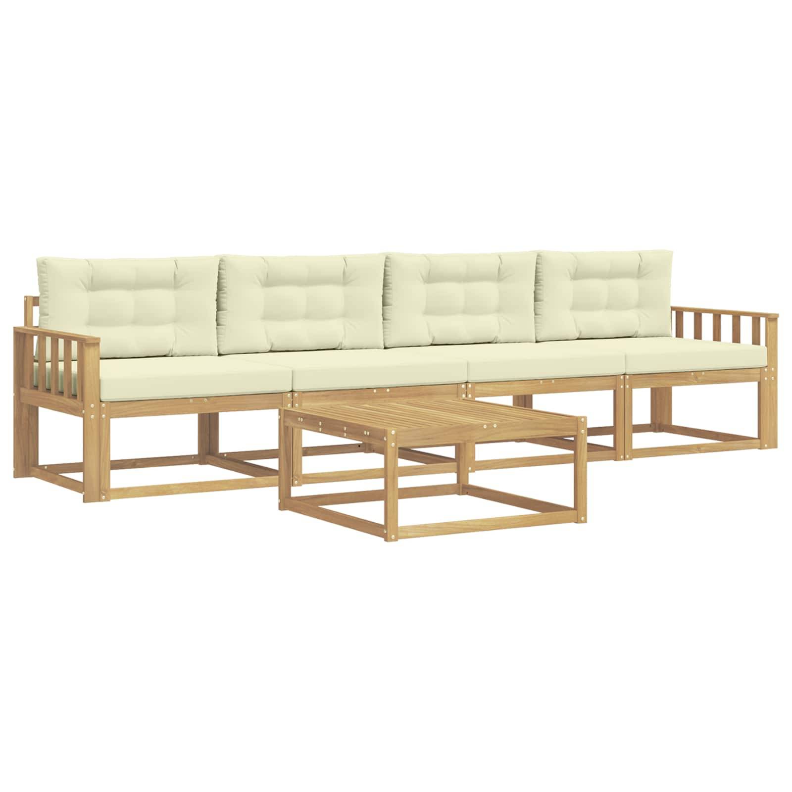 vidaXL Outdoor-Sofagarnitur mit Kissen 4 pcs Weiß und Creme