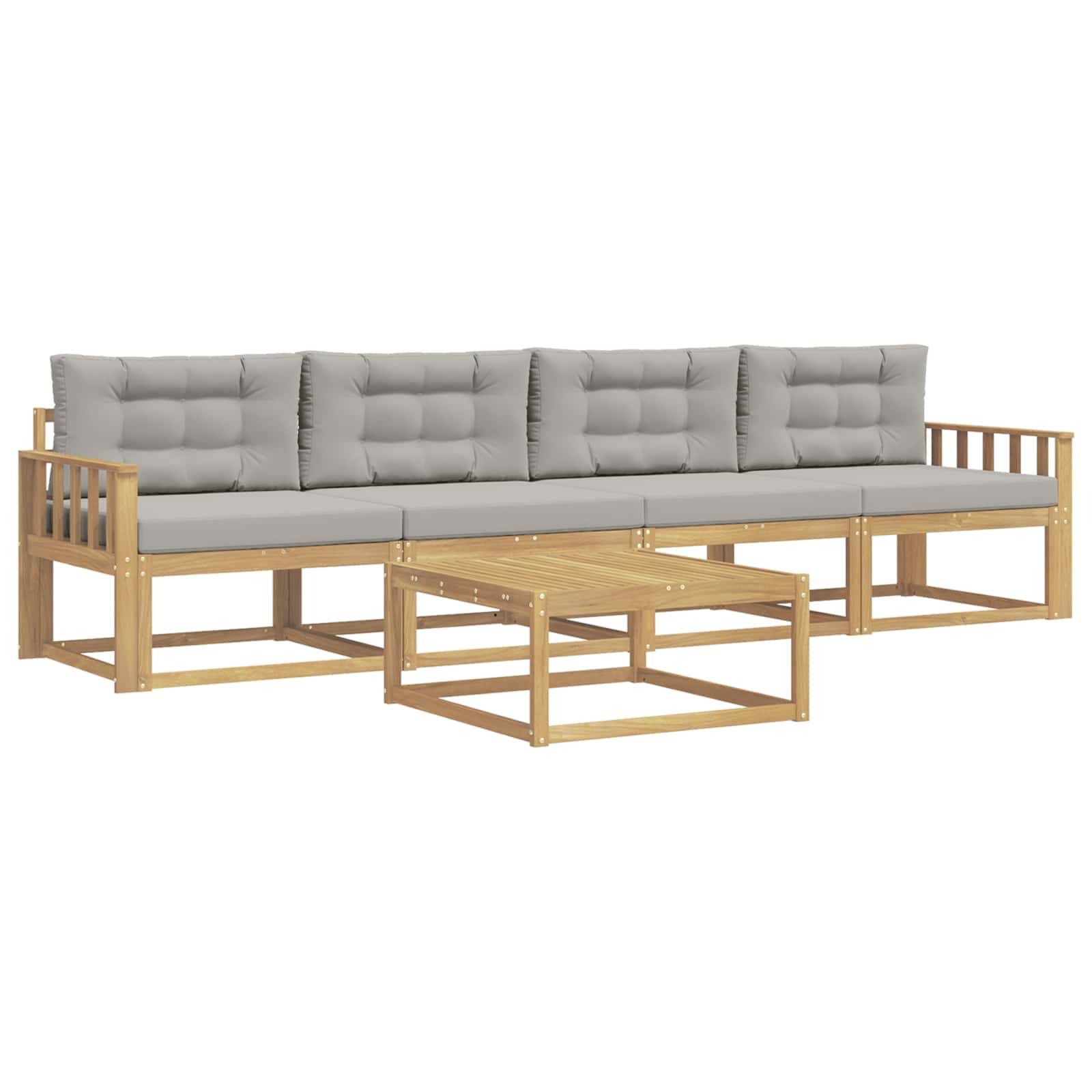 vidaXL Outdoor-Sofagarnitur mit Kissen 4 pcs Weiß und Hellgrau