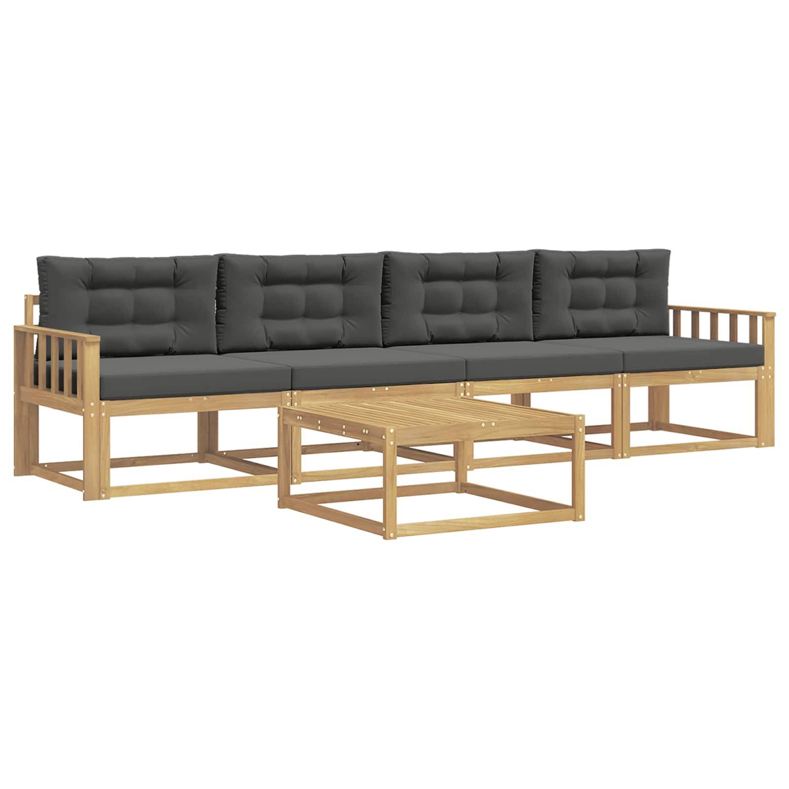 vidaXL Outdoor-Sofagarnitur mit Kissen 4 pcs Weiß und Anthrazit