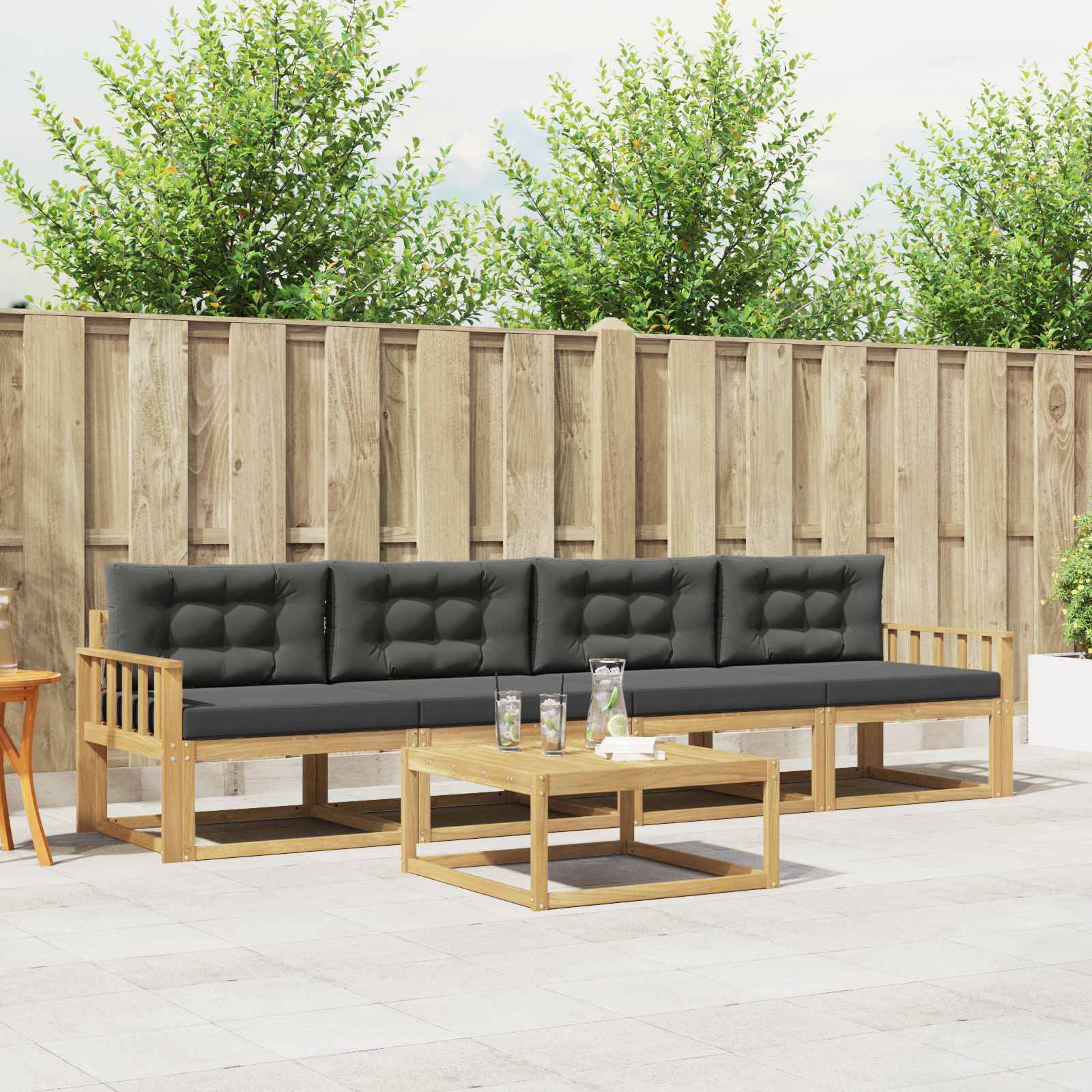 vidaXL Outdoor-Sofagarnitur mit Kissen 4 pcs Weiß und Anthrazit