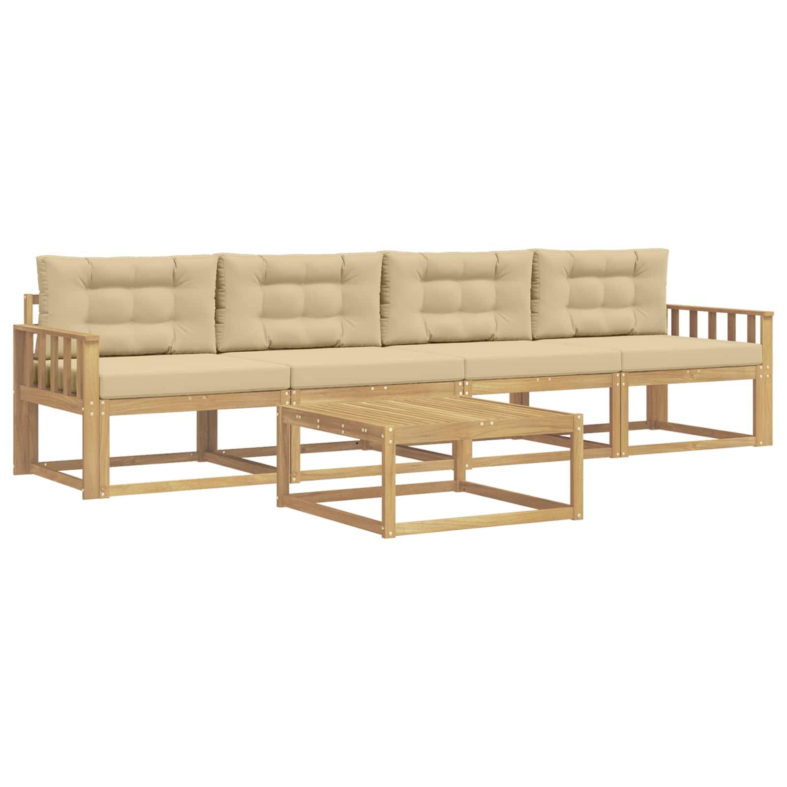 vidaXL Outdoor-Sofagarnitur mit Kissen 4 pcs Weiß und Beige