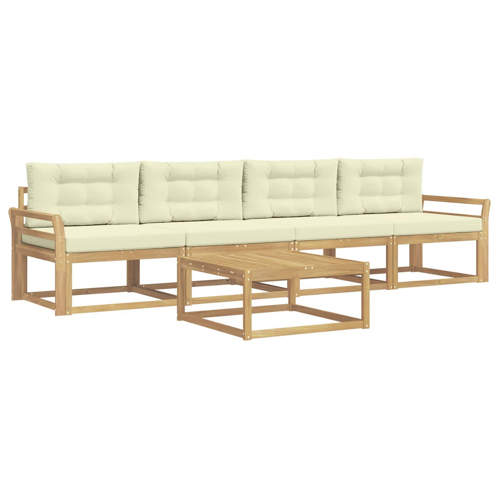 vidaXL Outdoor-Sofagarnitur mit Kissen 4 pcs Weiß und Creme