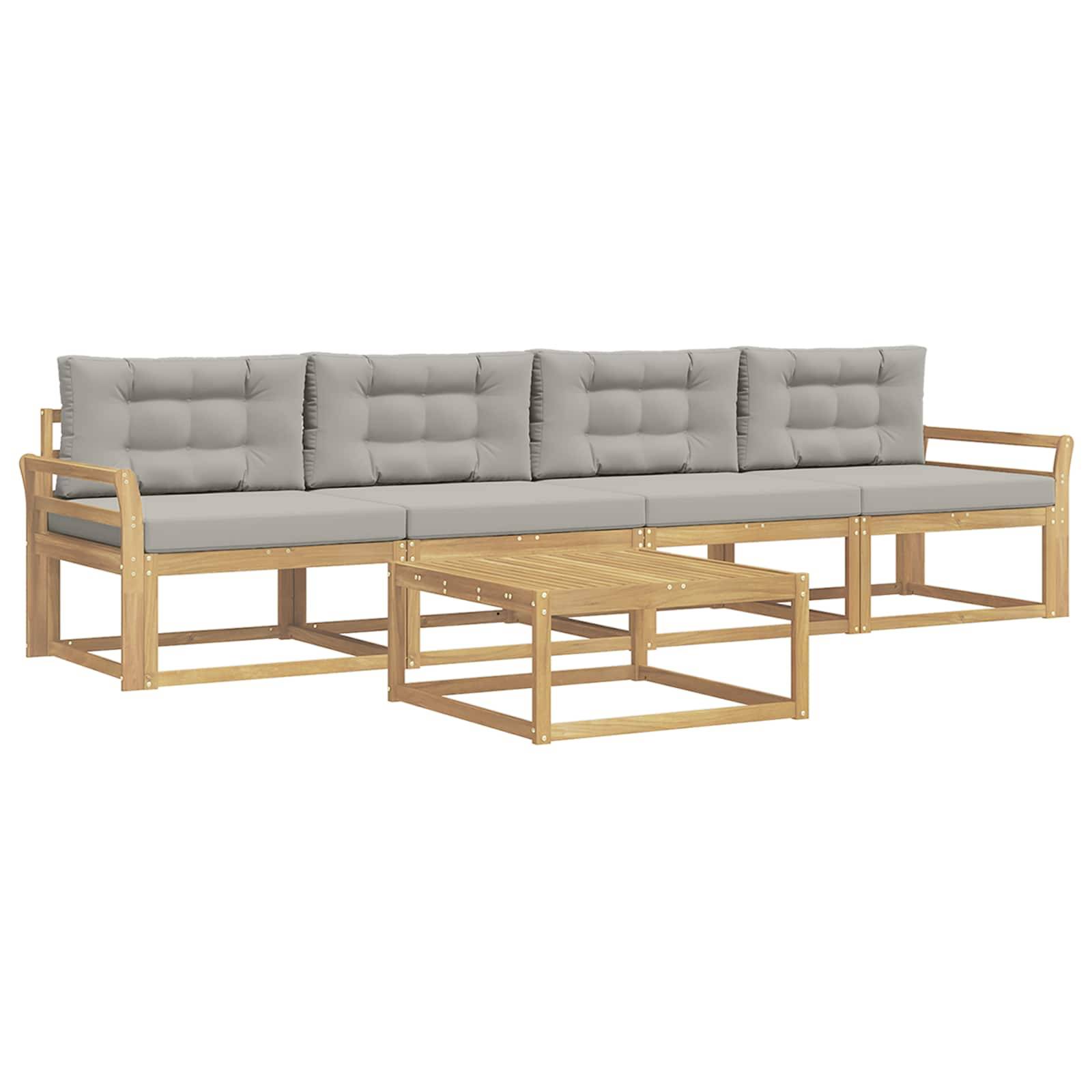 vidaXL Outdoor-Sofagarnitur mit Kissen 4 pcs Weiß und Hellgrau