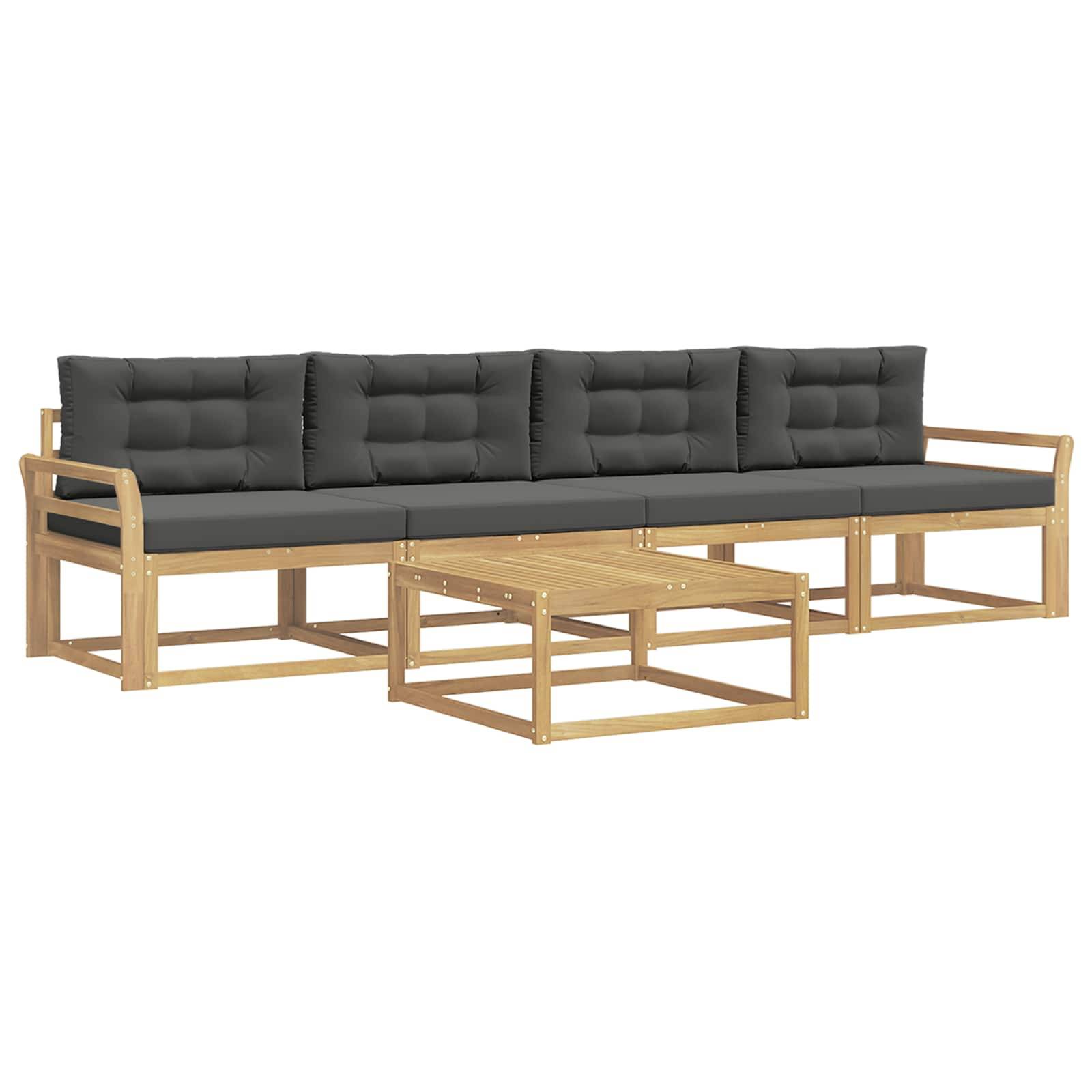 vidaXL Outdoor-Sofagarnitur mit Kissen 4 pcs Weiß und Anthrazit