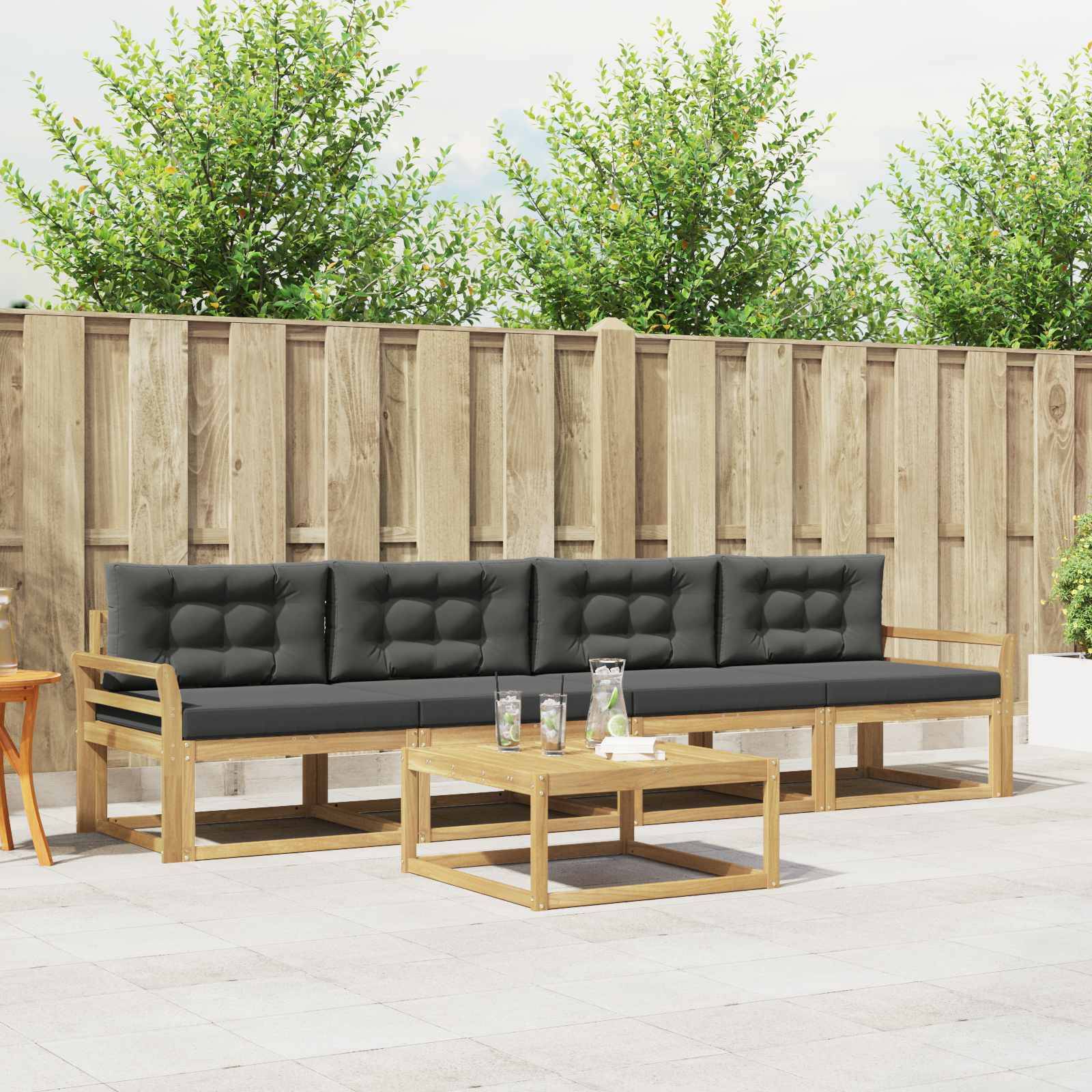 vidaXL Outdoor-Sofagarnitur mit Kissen 4 pcs Weiß und Anthrazit
