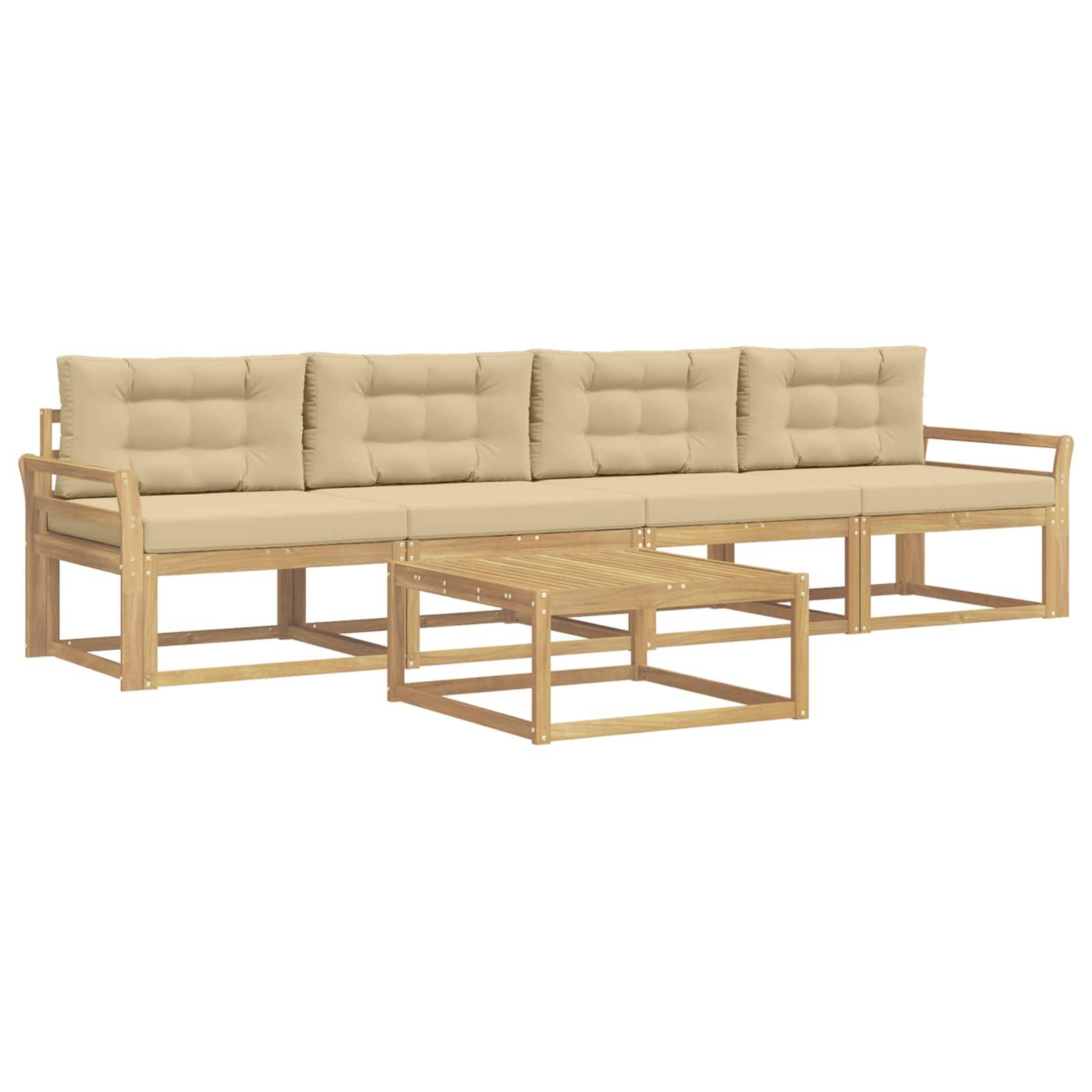 vidaXL Outdoor-Sofagarnitur mit Kissen 4 pcs Weiß und Beige
