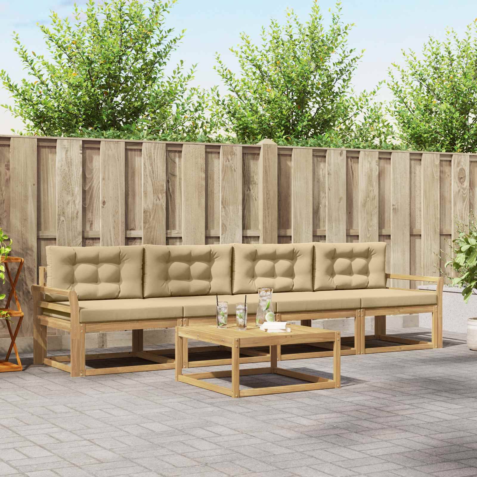 vidaXL Outdoor-Sofagarnitur mit Kissen 4 pcs Weiß und Beige