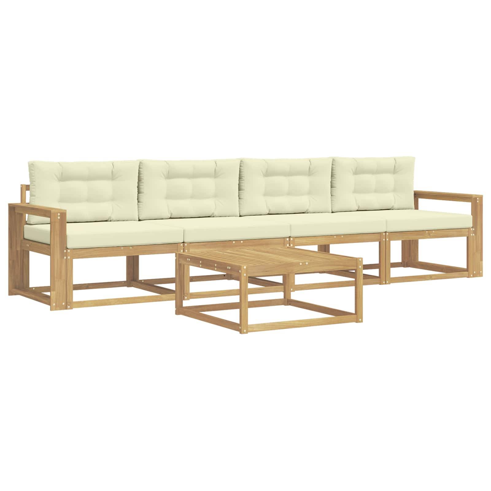 vidaXL Outdoor-Sofagarnitur mit Kissen 4 pcs Weiß und Creme