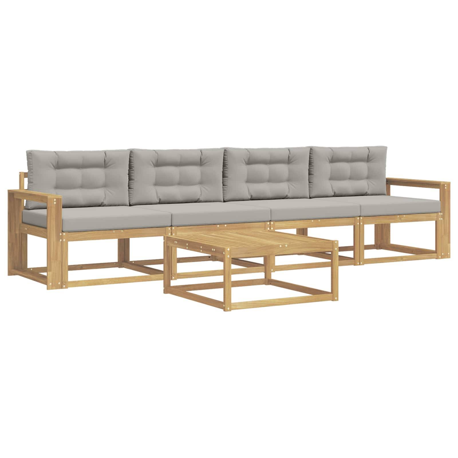 vidaXL Outdoor-Sofagarnitur mit Kissen 4 pcs Weiß und Hellgrau