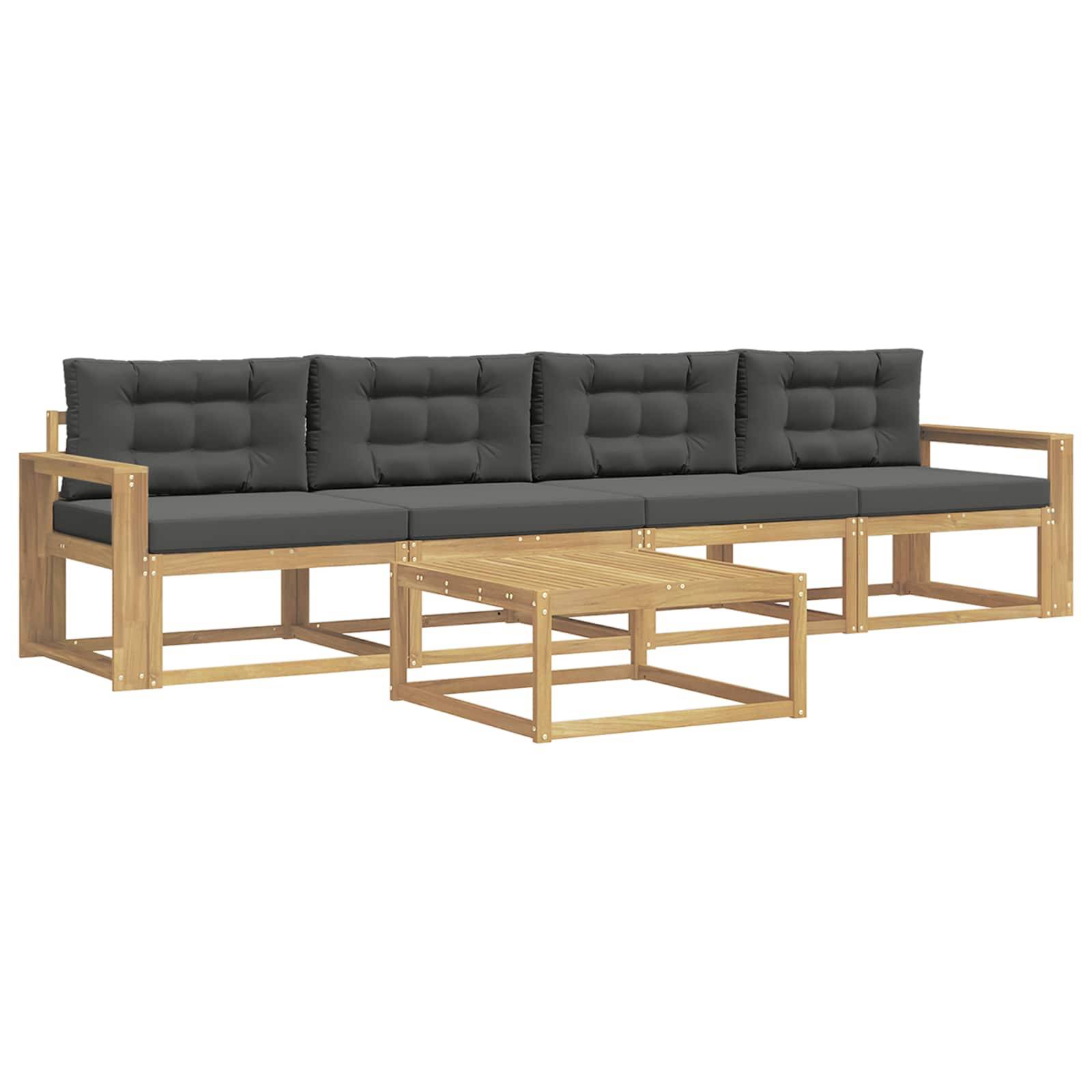 vidaXL Outdoor-Sofagarnitur mit Kissen 4 pcs Weiß und Anthrazit