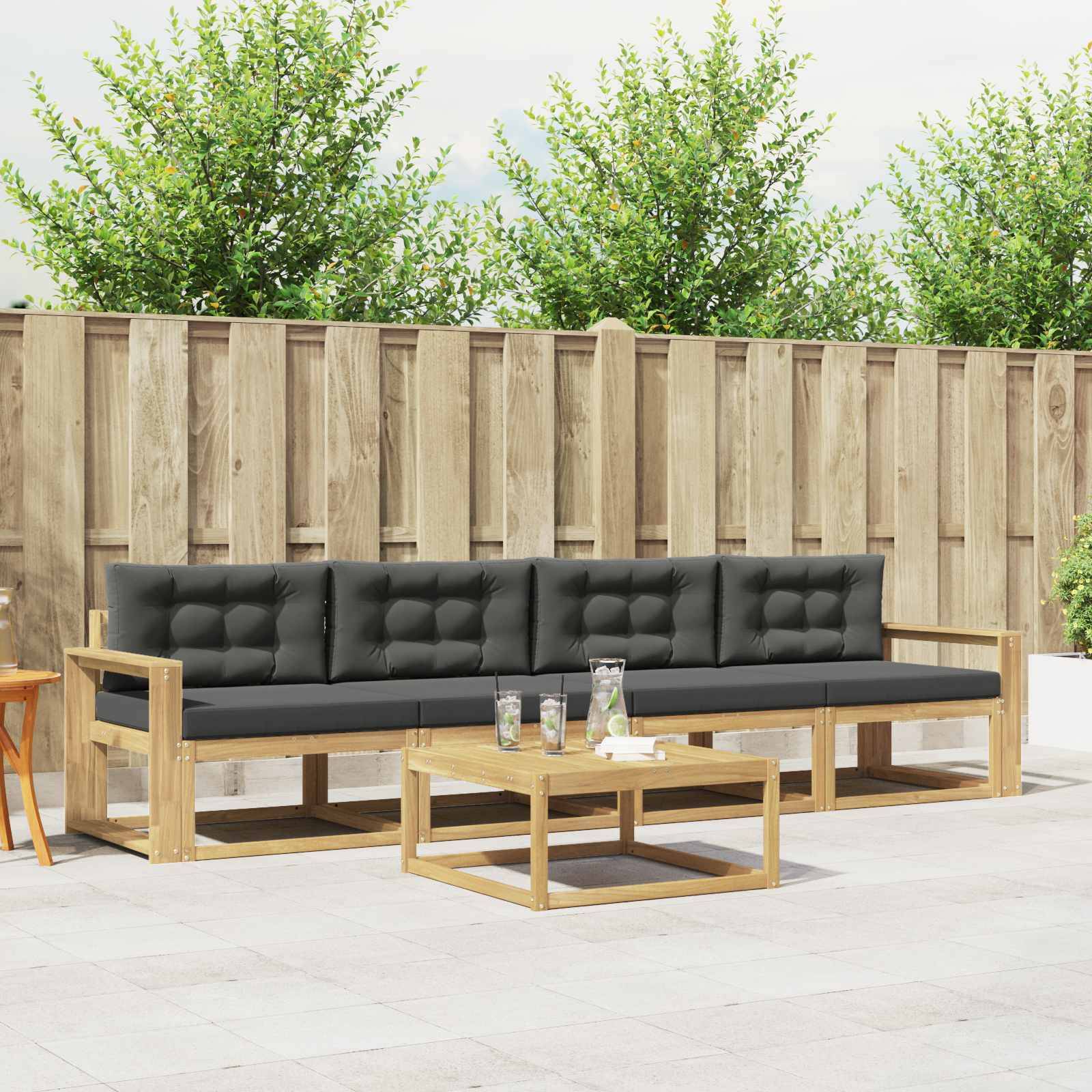 vidaXL Outdoor-Sofagarnitur mit Kissen 4 pcs Weiß und Anthrazit