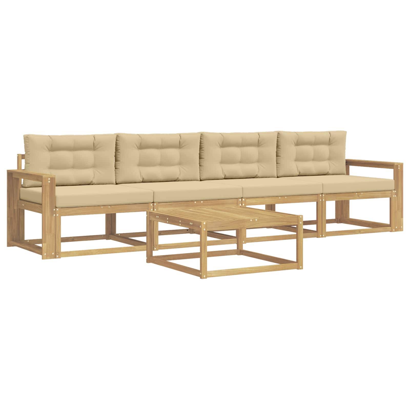 vidaXL Outdoor-Sofagarnitur mit Kissen 4 pcs Weiß und Beige