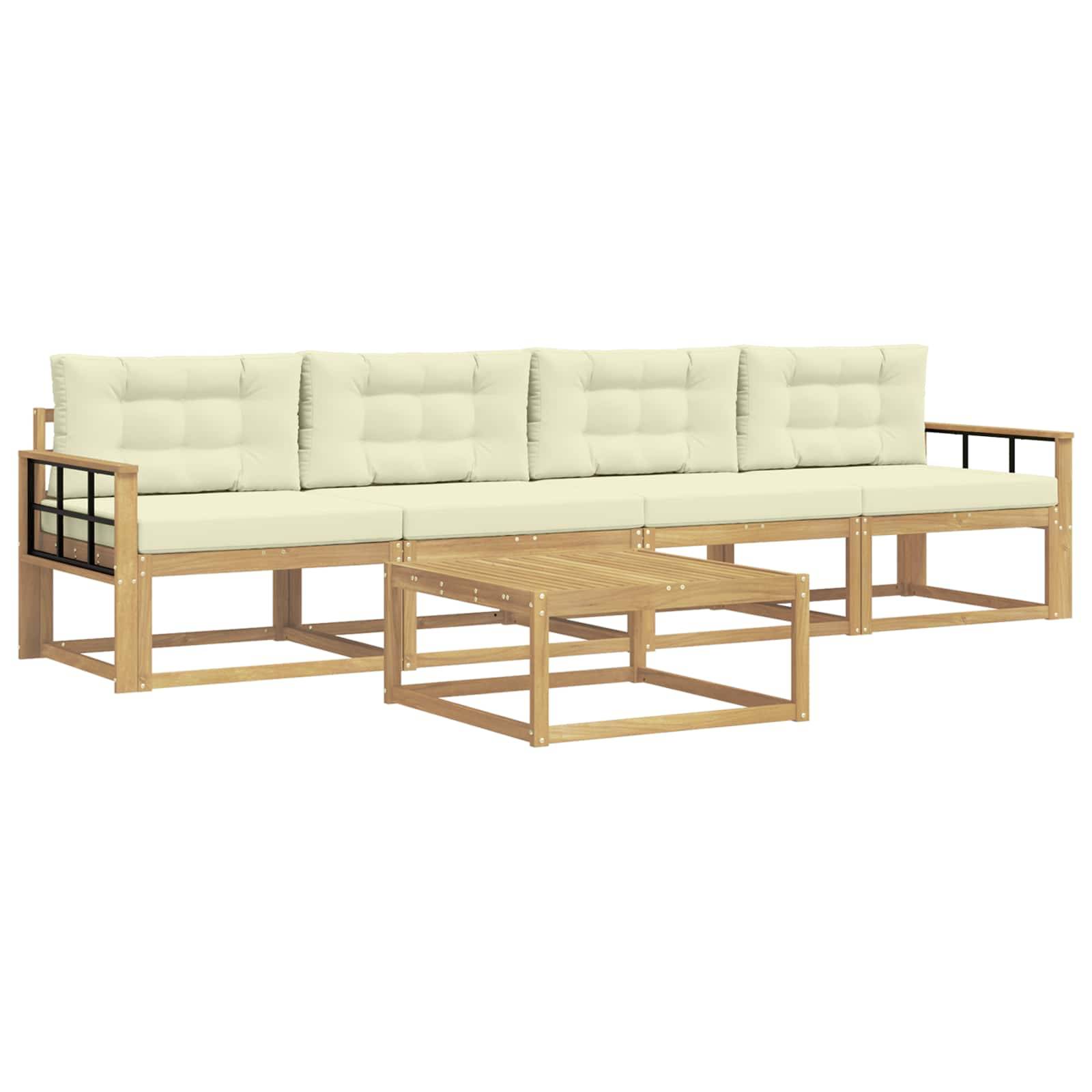 vidaXL Outdoor-Sofagarnitur mit Kissen 4 pcs Weiß und Creme