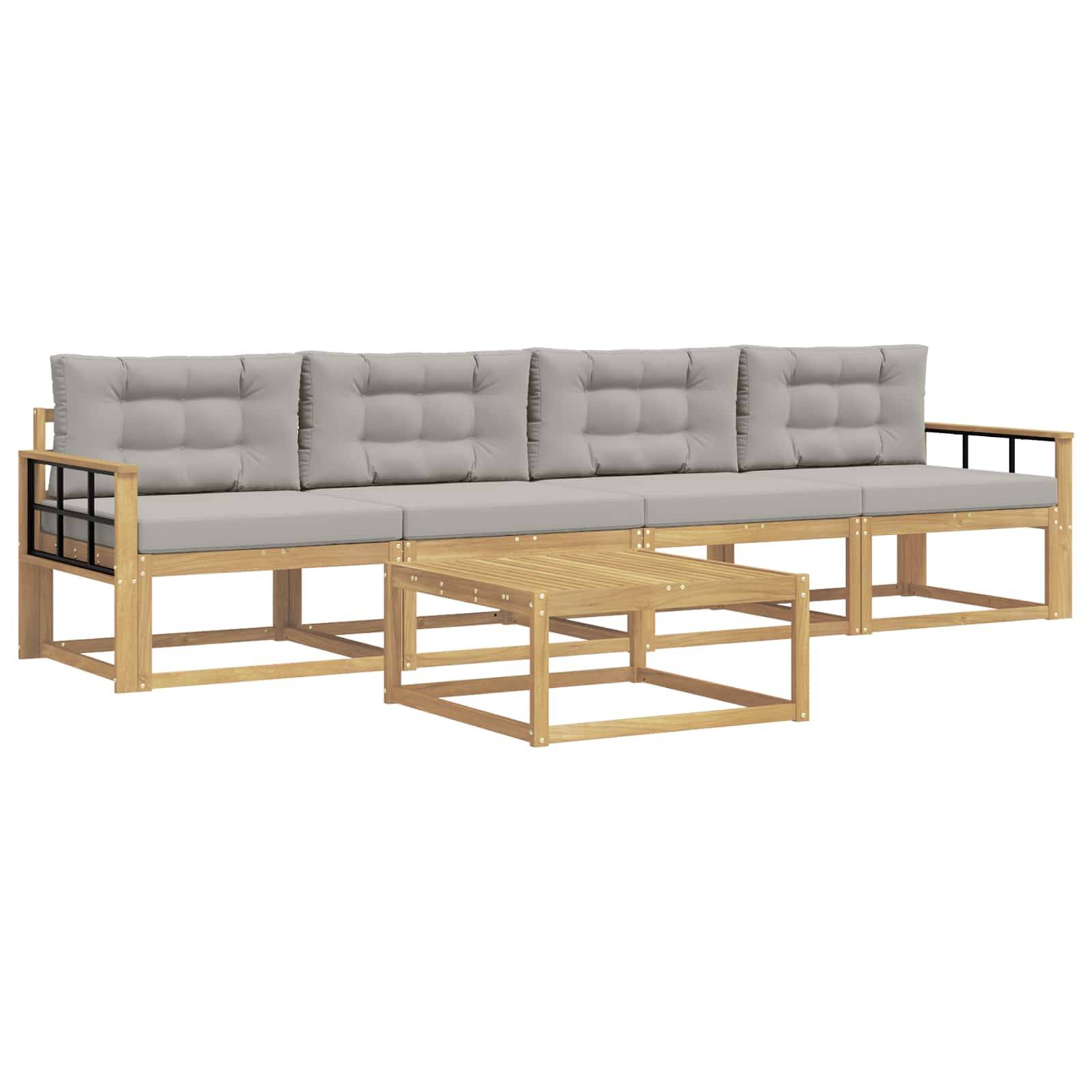 vidaXL Outdoor-Sofagarnitur mit Kissen 4 pcs Weiß und Hellgrau