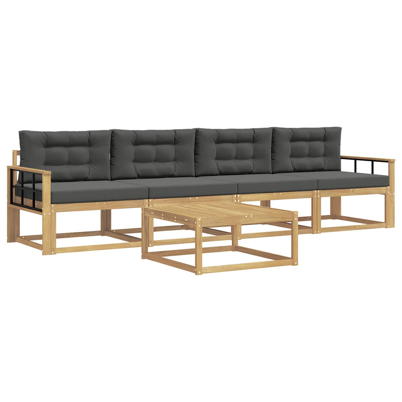 vidaXL Outdoor-Sofagarnitur mit Kissen 4 pcs Weiß und Anthrazit