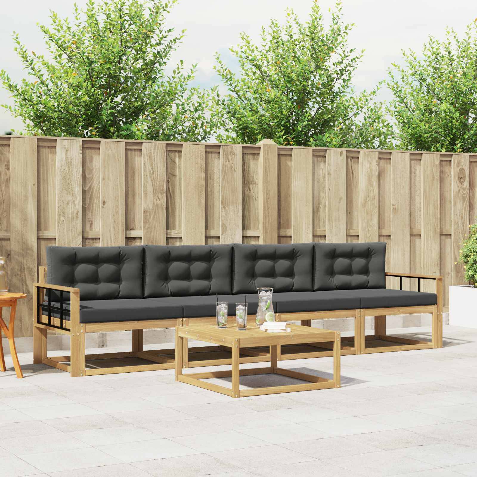 vidaXL Outdoor-Sofagarnitur mit Kissen 4 pcs Weiß und Anthrazit