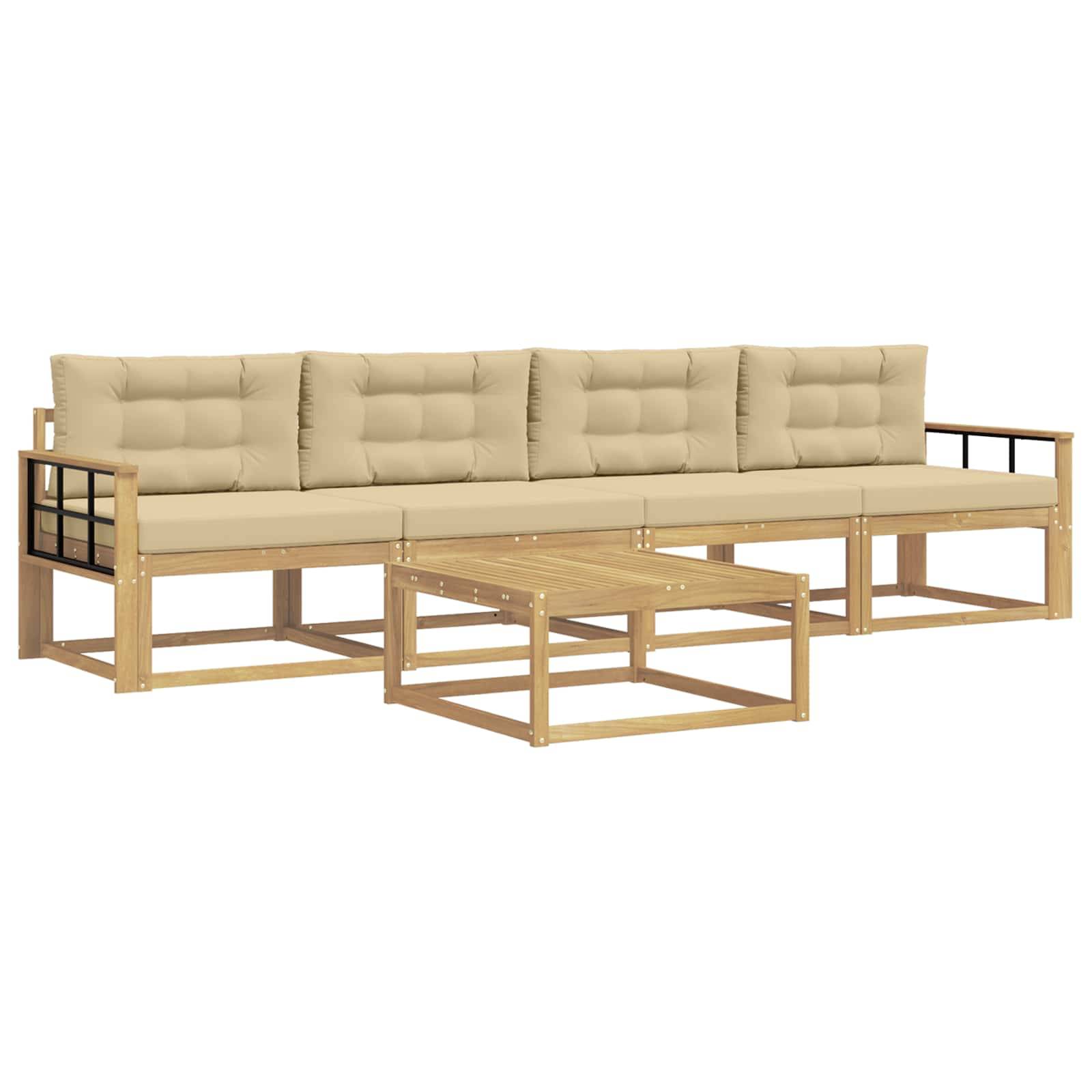 vidaXL Outdoor-Sofagarnitur mit Kissen 4 pcs Weiß und Beige
