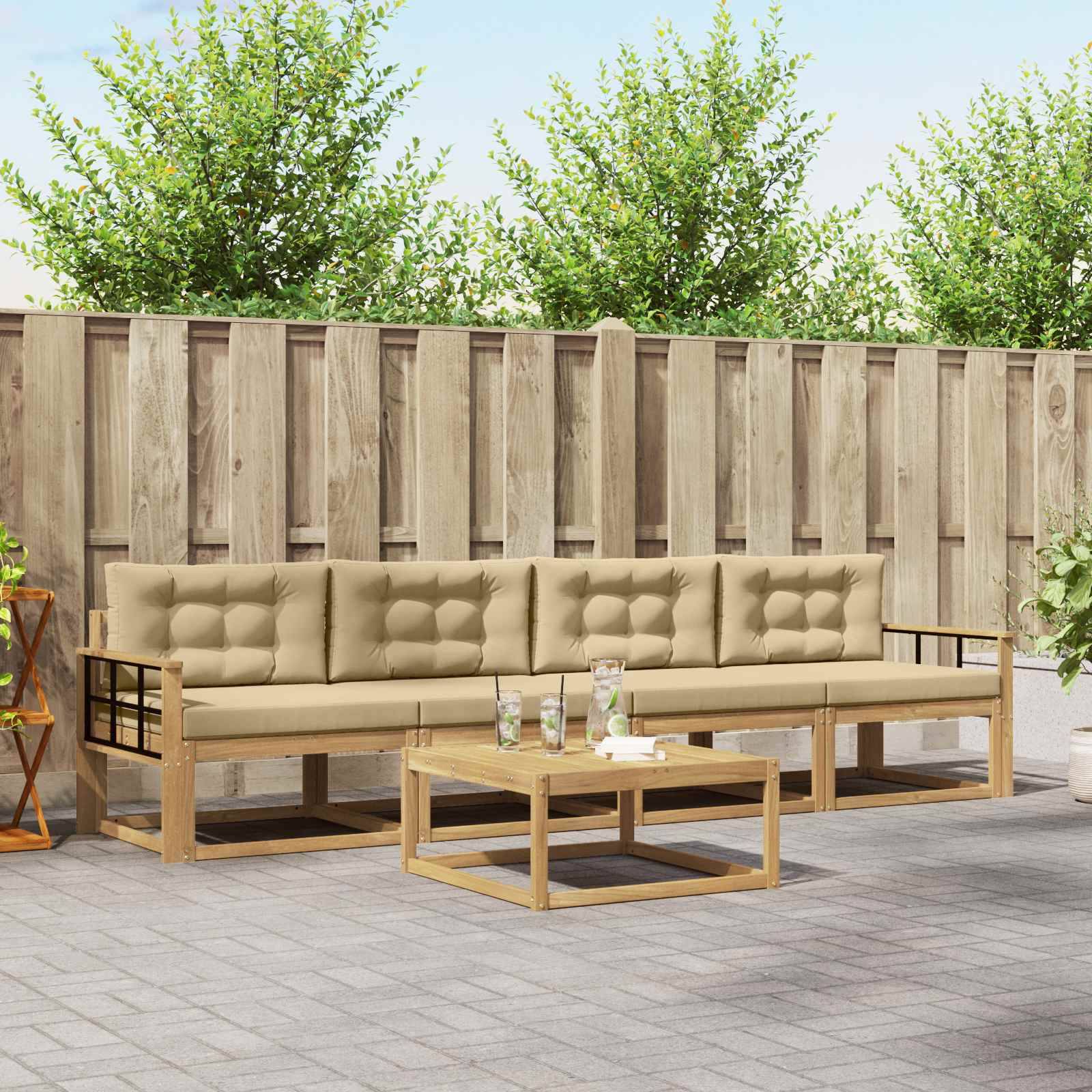 vidaXL Outdoor-Sofagarnitur mit Kissen 4 pcs Weiß und Beige