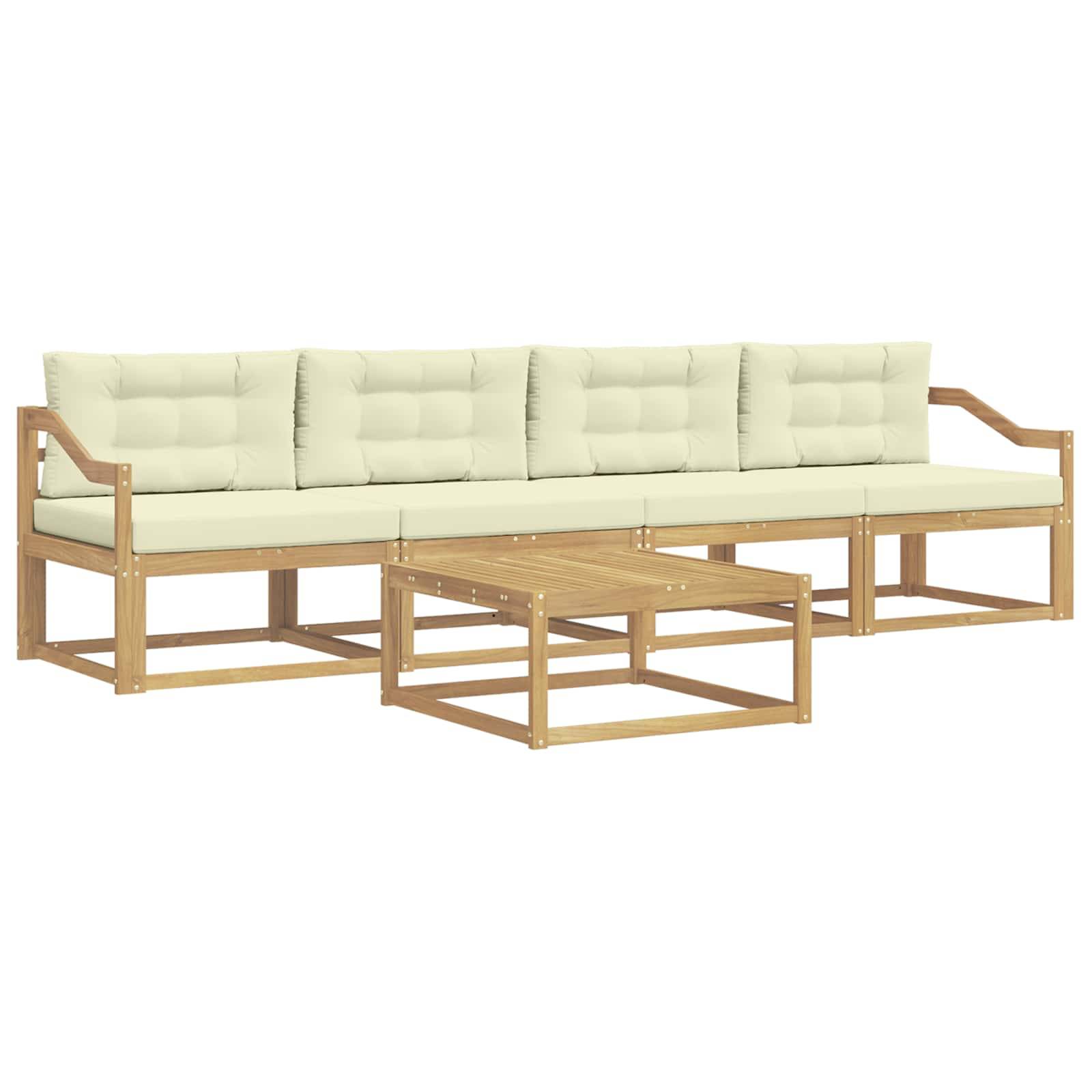 vidaXL Outdoor-Sofagarnitur mit Kissen 4 pcs Weiß und Creme