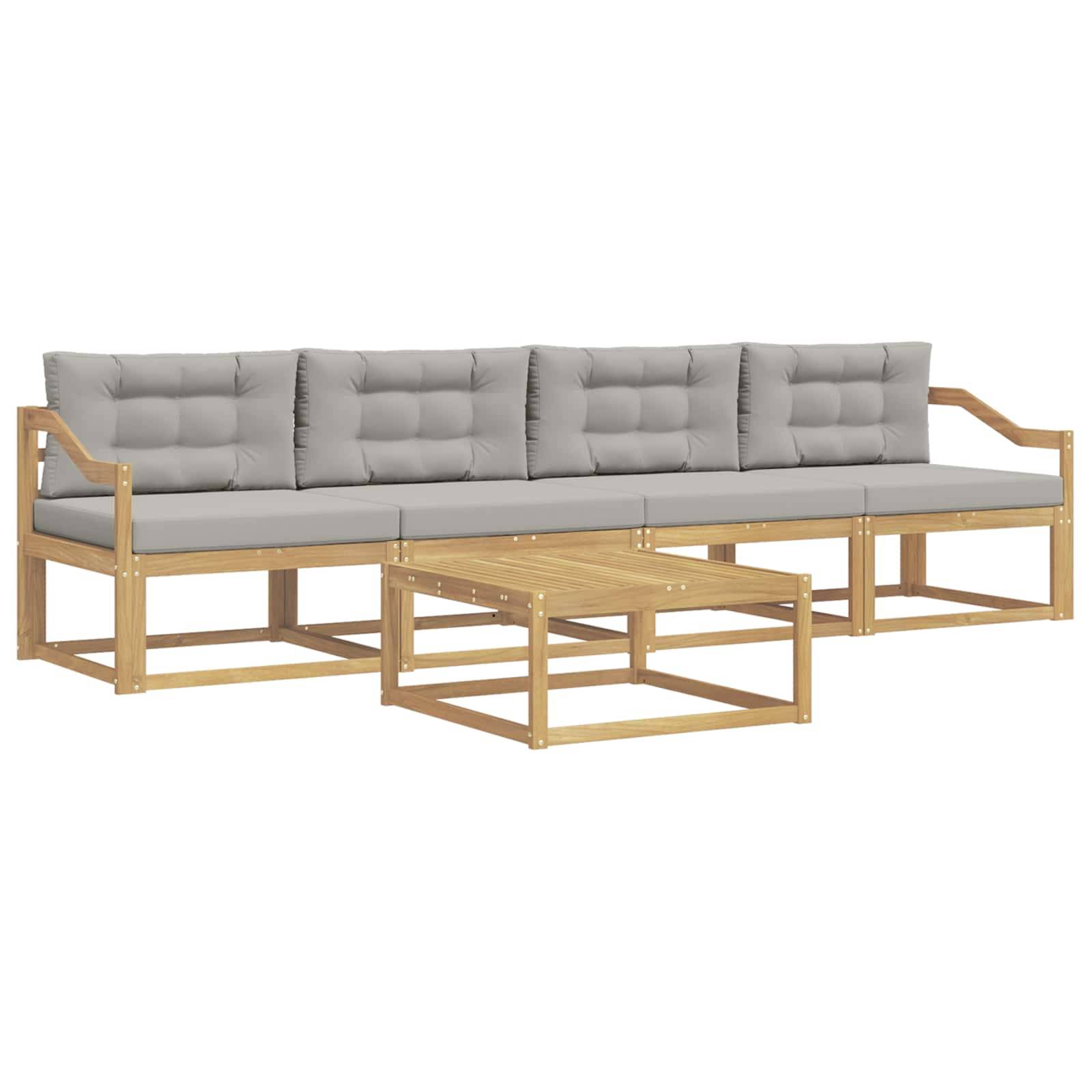 vidaXL Outdoor-Sofagarnitur mit Kissen 4 pcs Weiß und Hellgrau