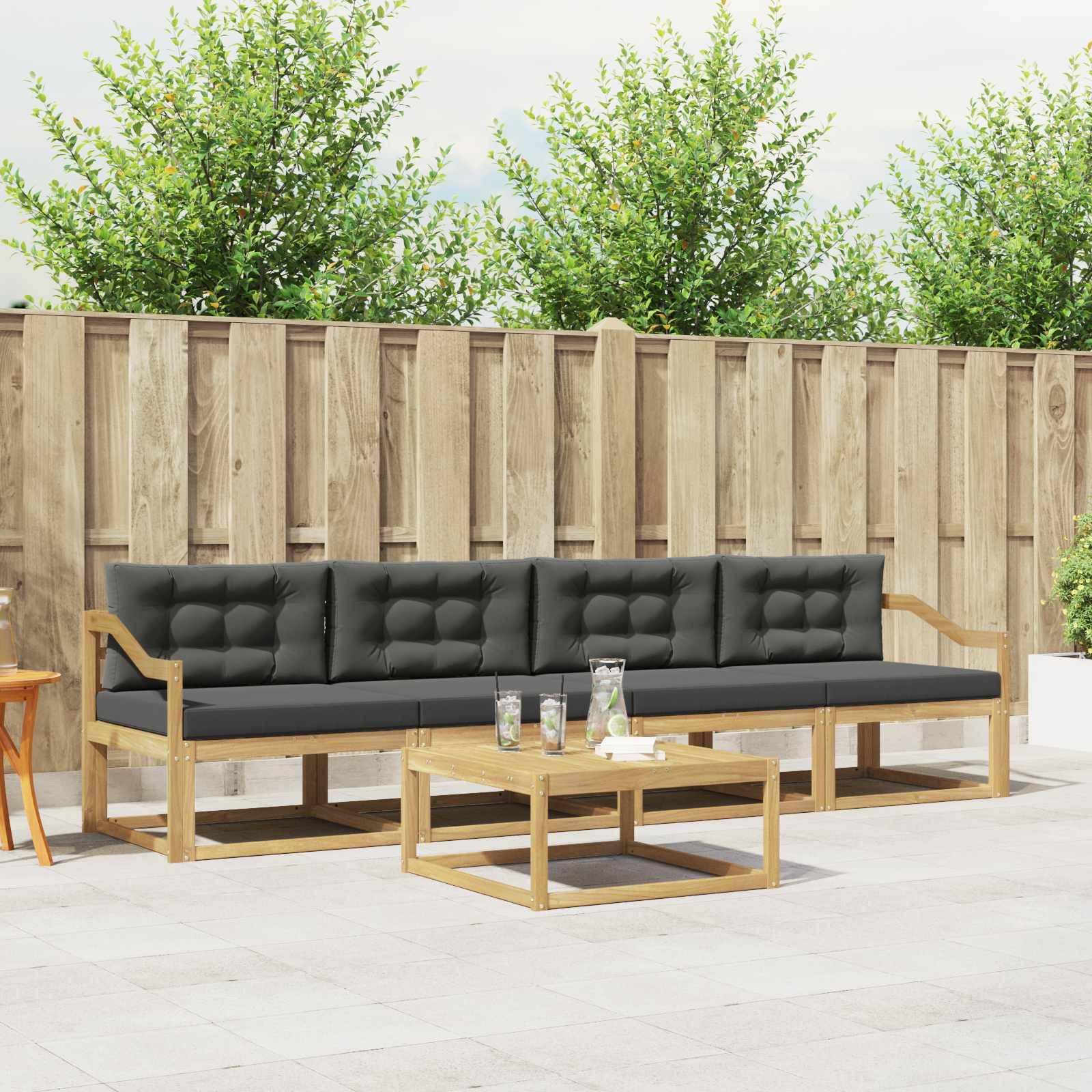 vidaXL Outdoor-Sofagarnitur mit Kissen 4 pcs Weiß und Anthrazit