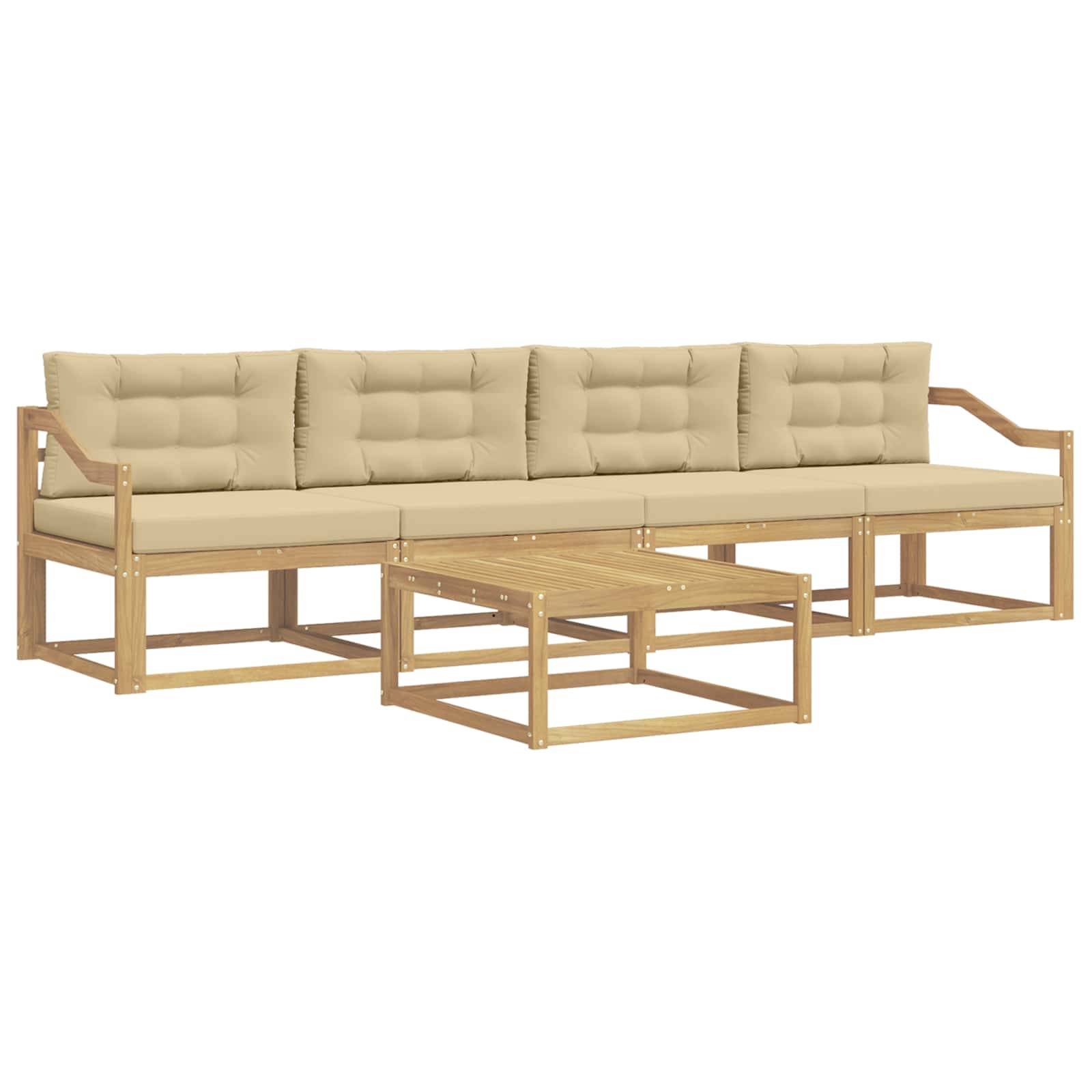 vidaXL Outdoor-Sofagarnitur mit Kissen 4 pcs Weiß und Beige