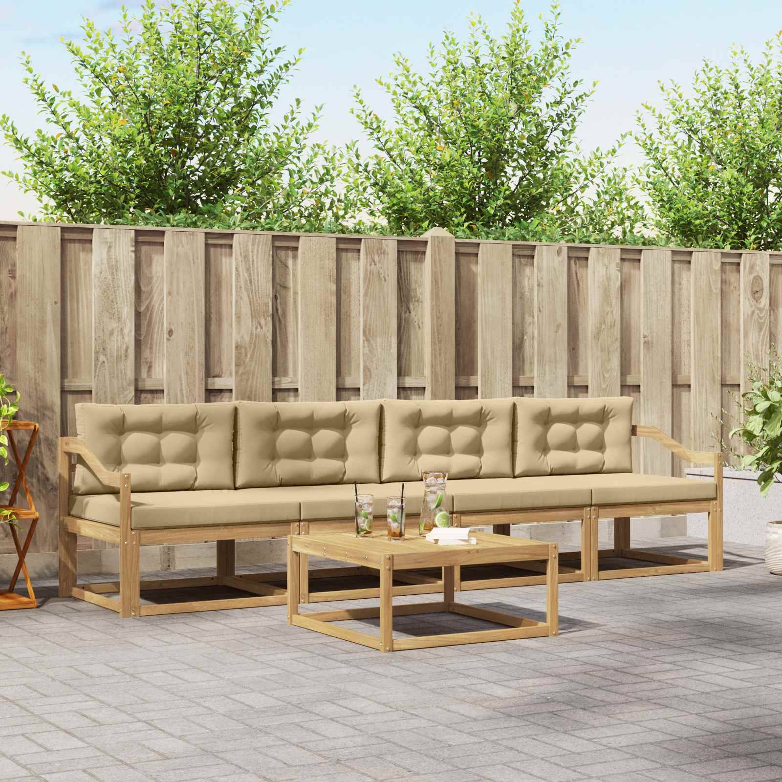 vidaXL Outdoor-Sofagarnitur mit Kissen 4 pcs Weiß und Beige