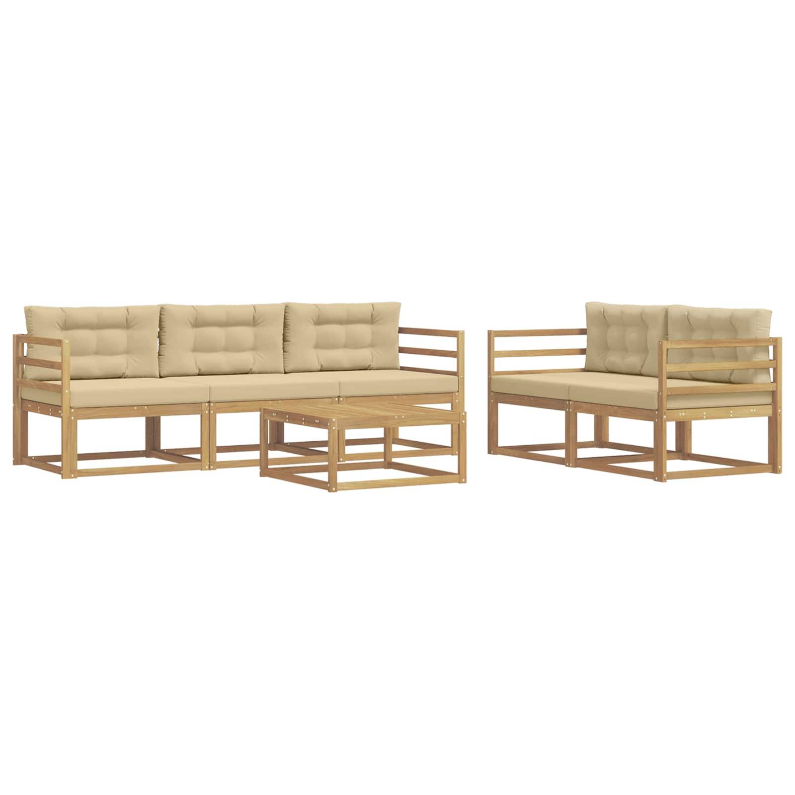 vidaXL Outdoor-Sofagarnitur mit Kissen 6 pcs Weiß und Beige