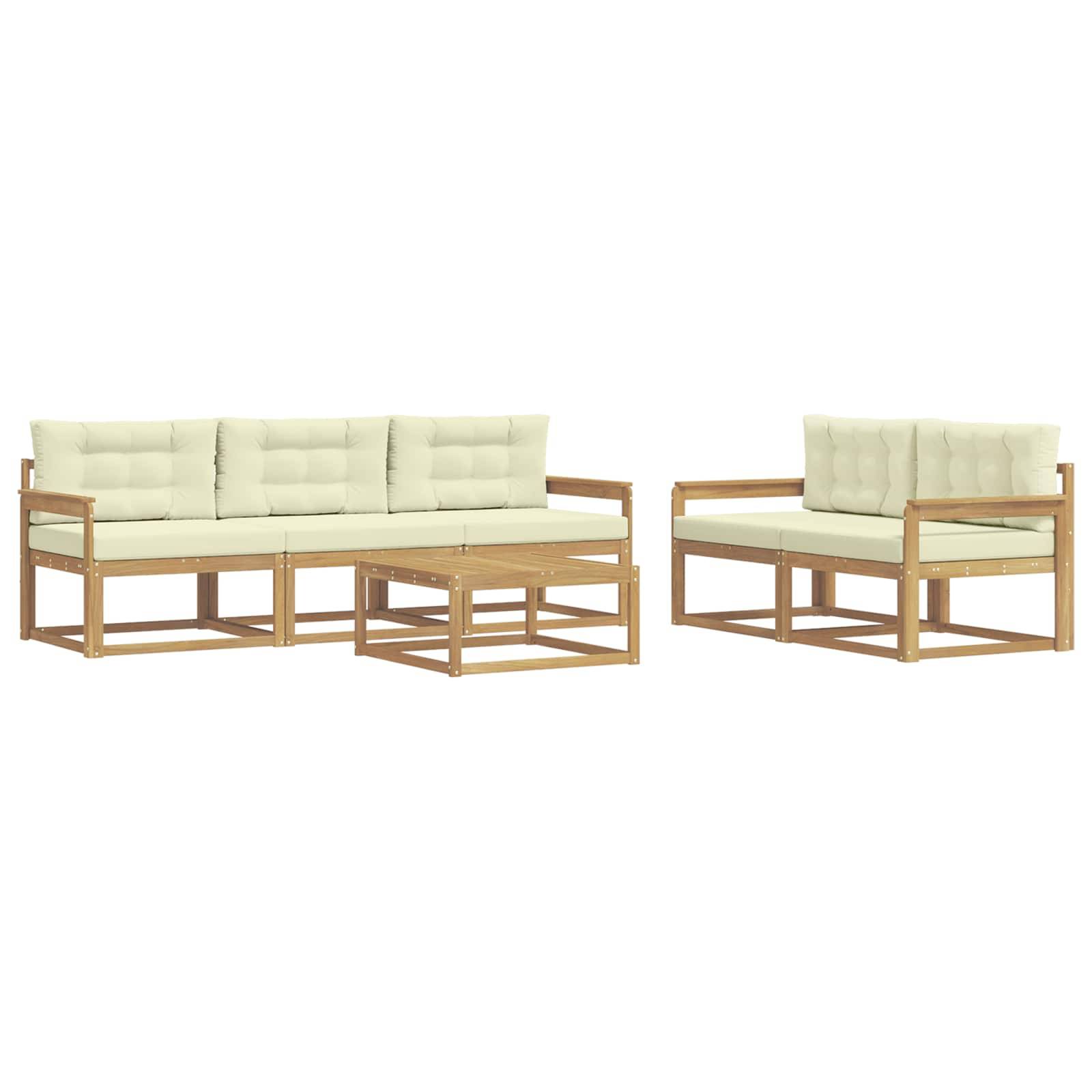 vidaXL Outdoor-Sofagarnitur mit Kissen 6 pcs Weiß und Creme