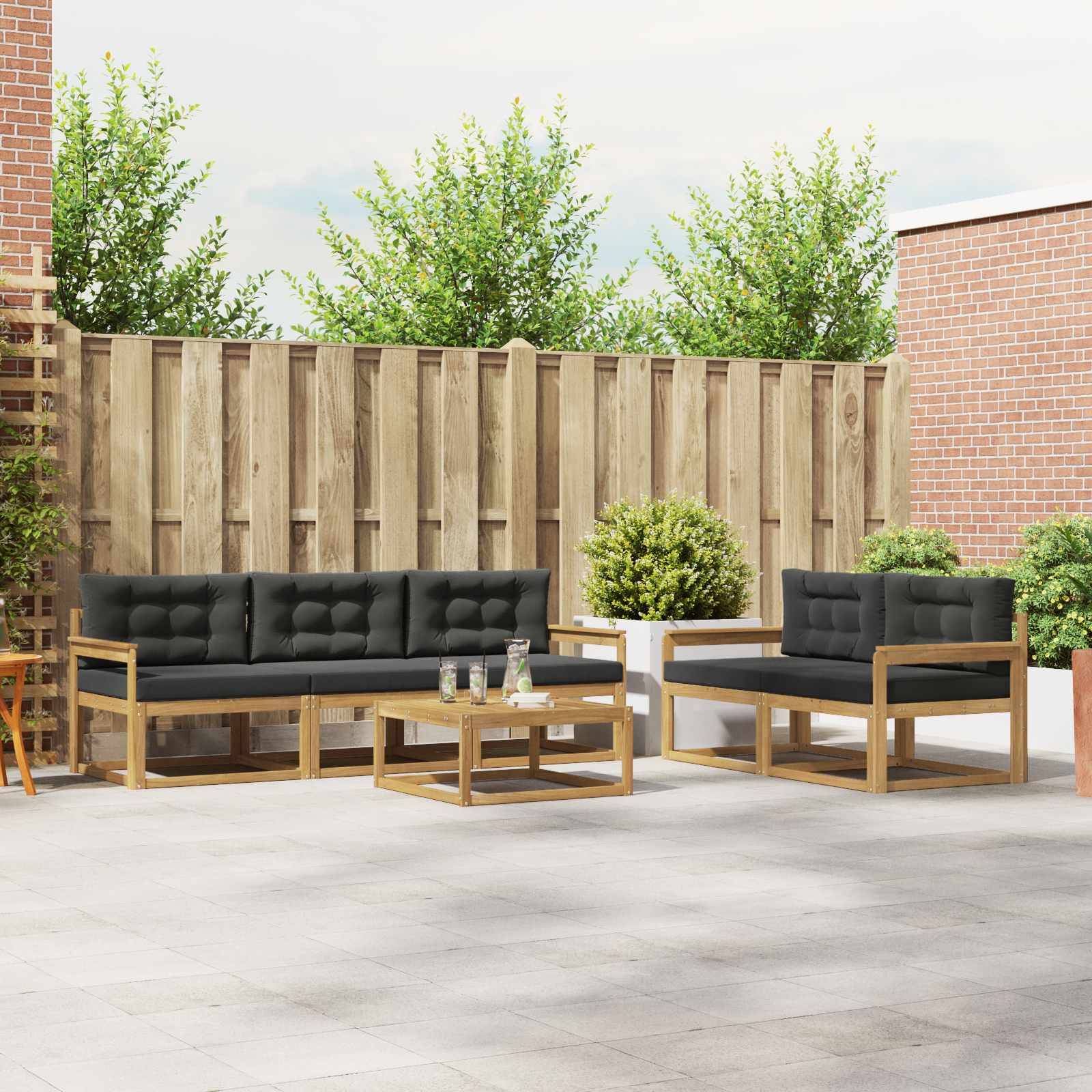vidaXL Outdoor-Sofagarnitur mit Kissen 6 pcs Weiß und Anthrazit