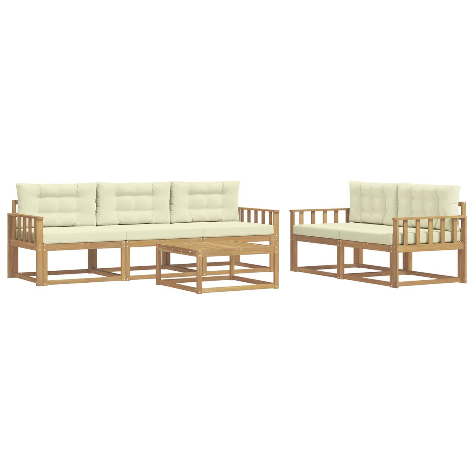 vidaXL Outdoor-Sofagarnitur mit Kissen 6 pcs Weiß und Creme