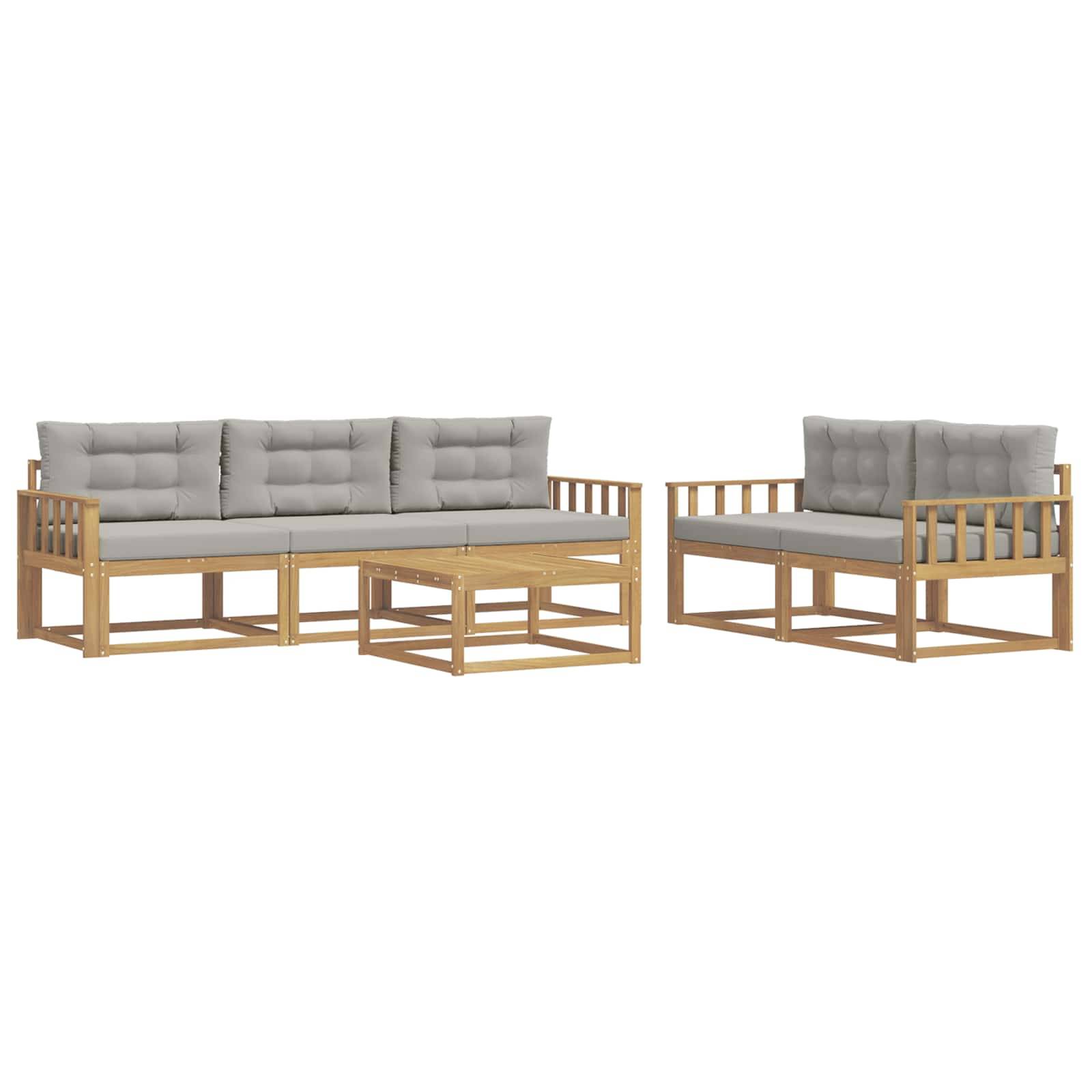vidaXL Outdoor-Sofagarnitur mit Kissen 6 pcs Weiß und Hellgrau