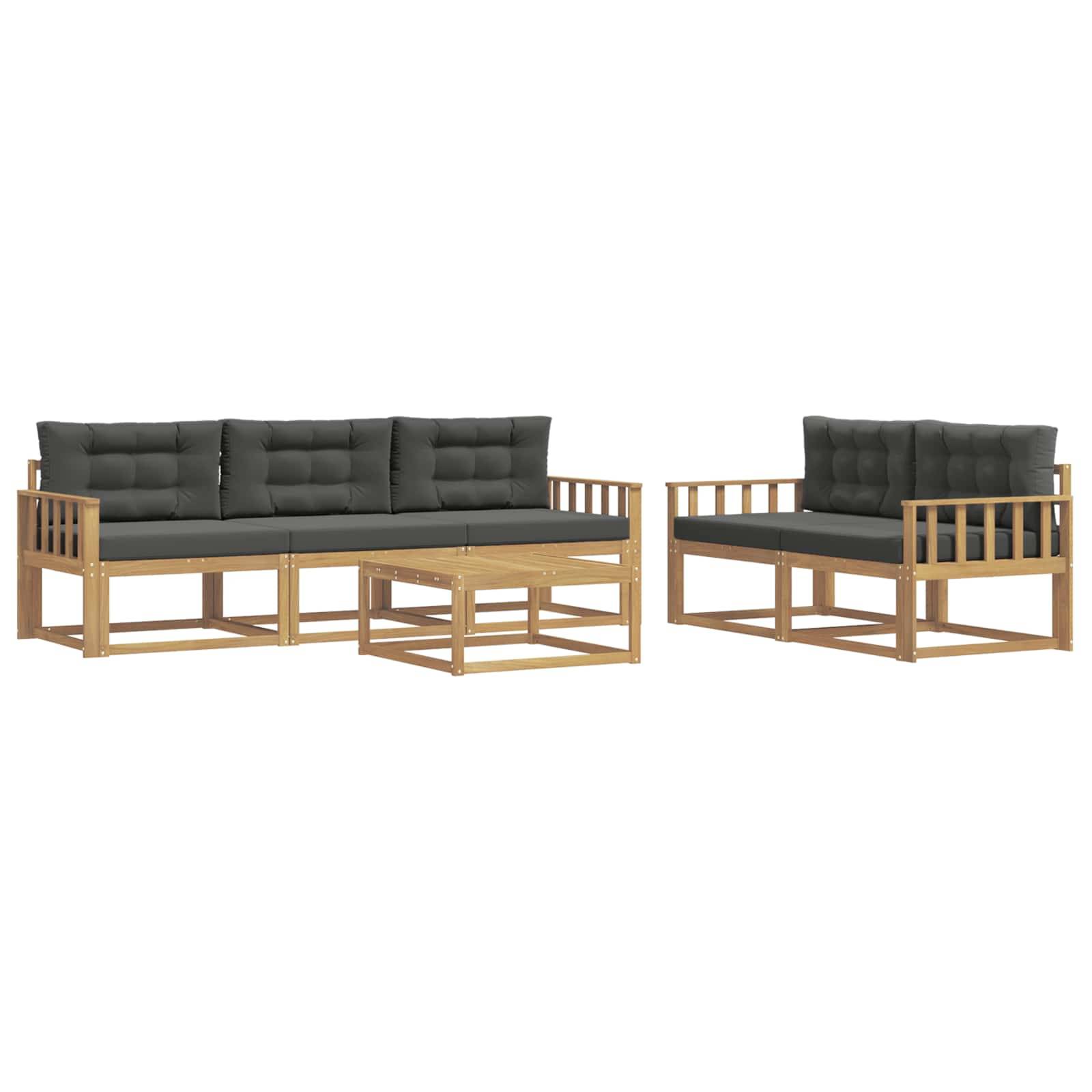 vidaXL Outdoor-Sofagarnitur mit Kissen 6 pcs Weiß und Anthrazit