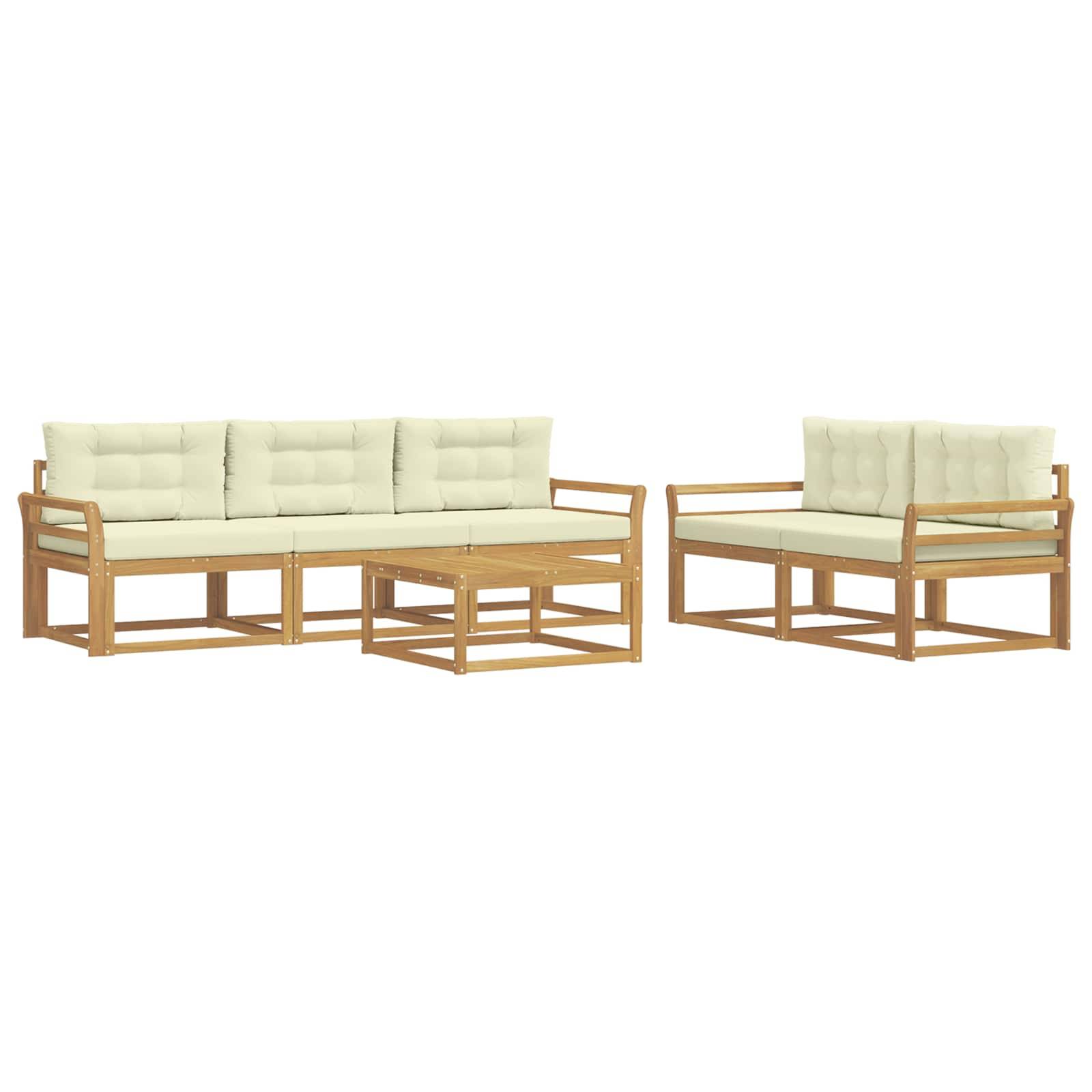 vidaXL Outdoor-Sofagarnitur mit Kissen 6 pcs Weiß und Creme
