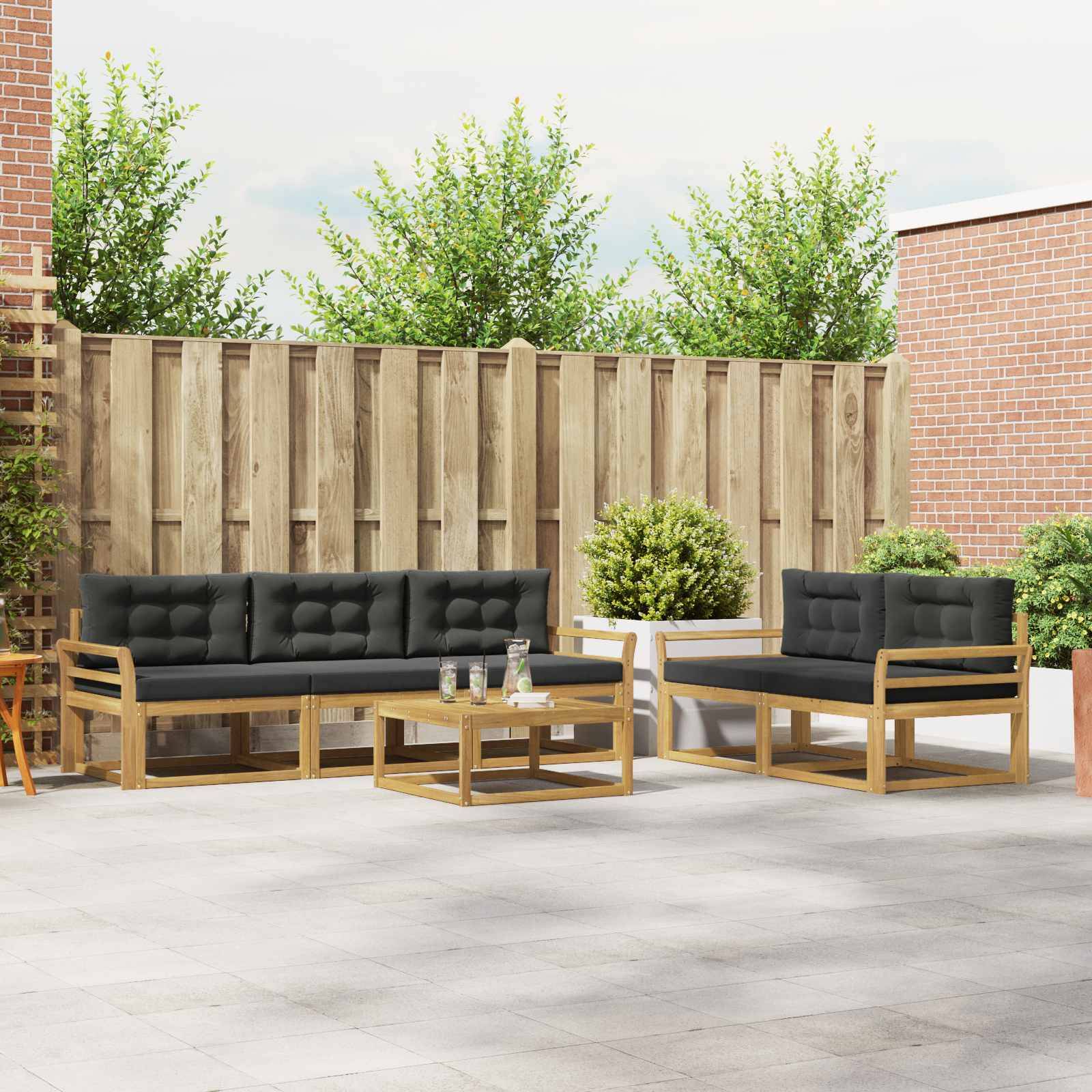 vidaXL Outdoor-Sofagarnitur mit Kissen 6 pcs Weiß und Anthrazit