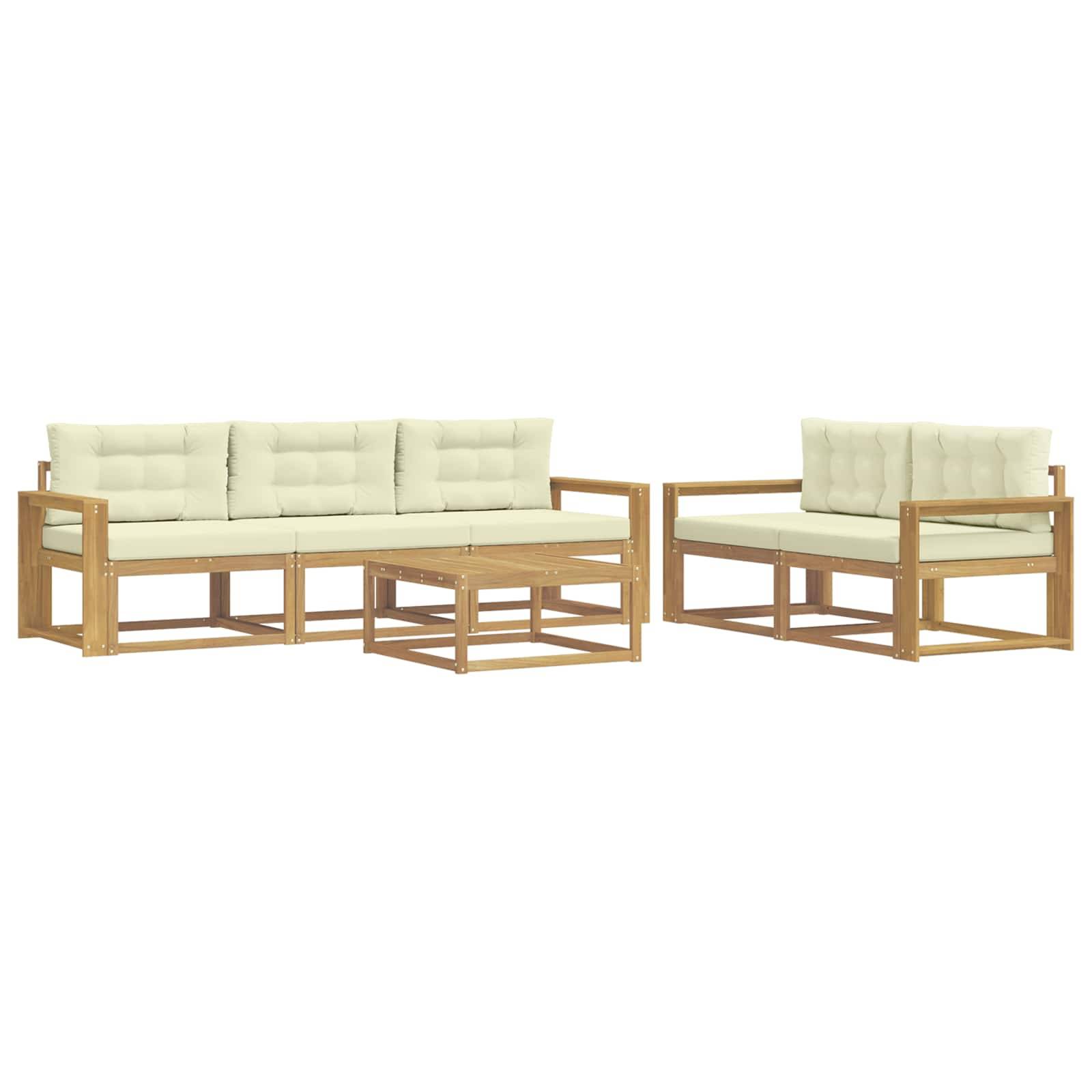 vidaXL Outdoor-Sofagarnitur mit Kissen 6 pcs Weiß und Creme